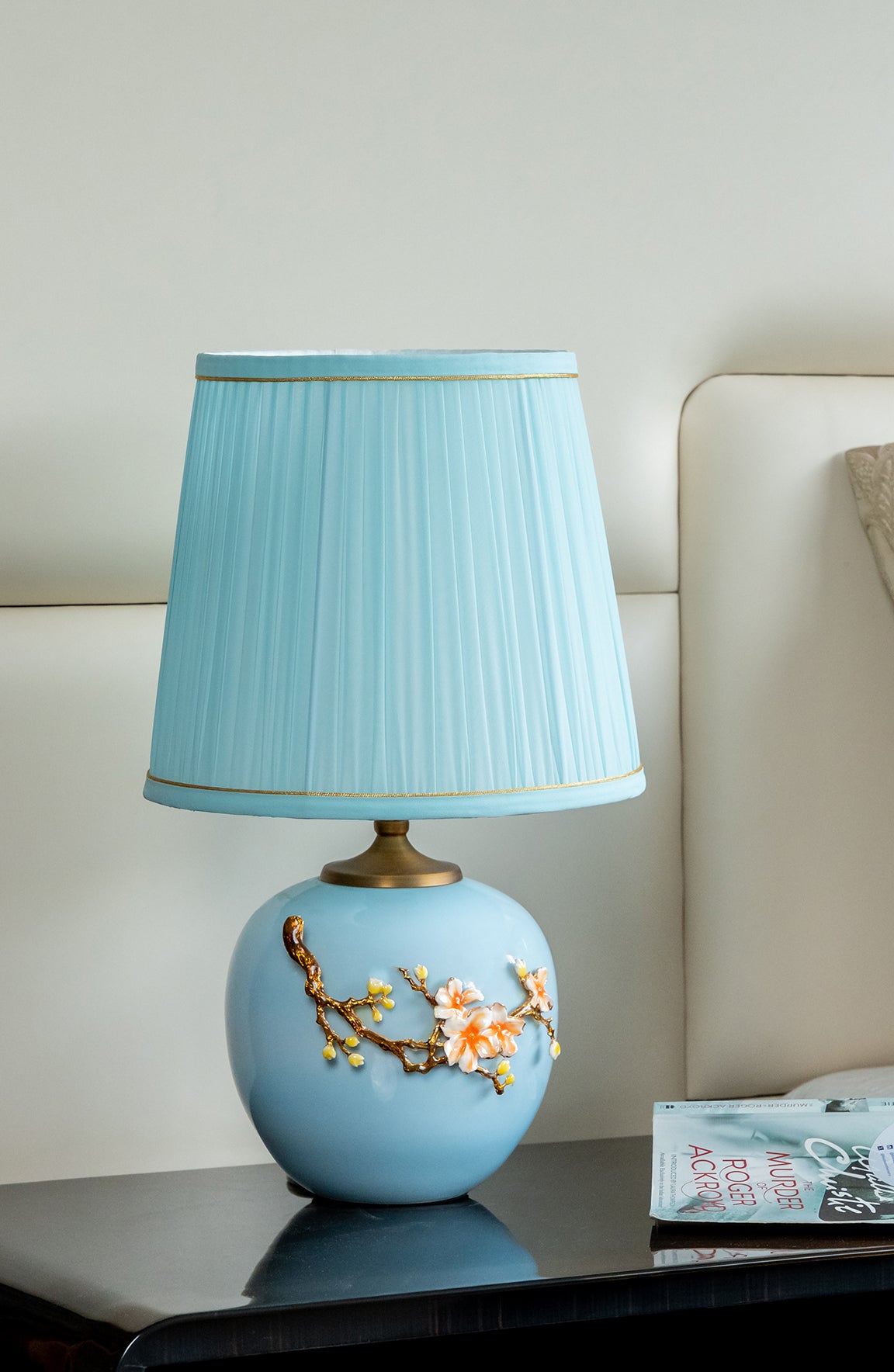 Alice Powder Blue Floral Ceramic Table Lamp