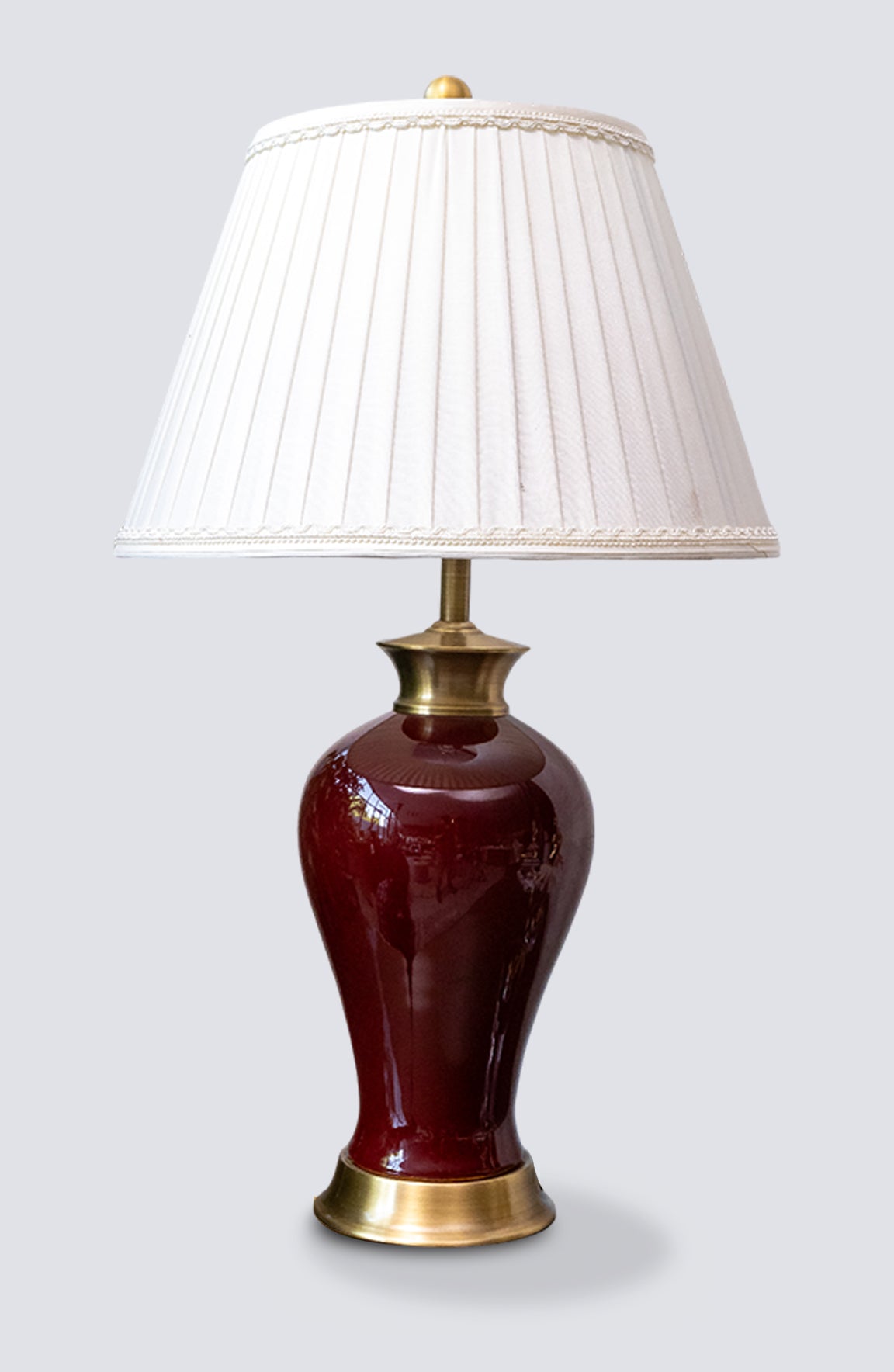 Olivia Maroon Solid Ceramic Table Lamp