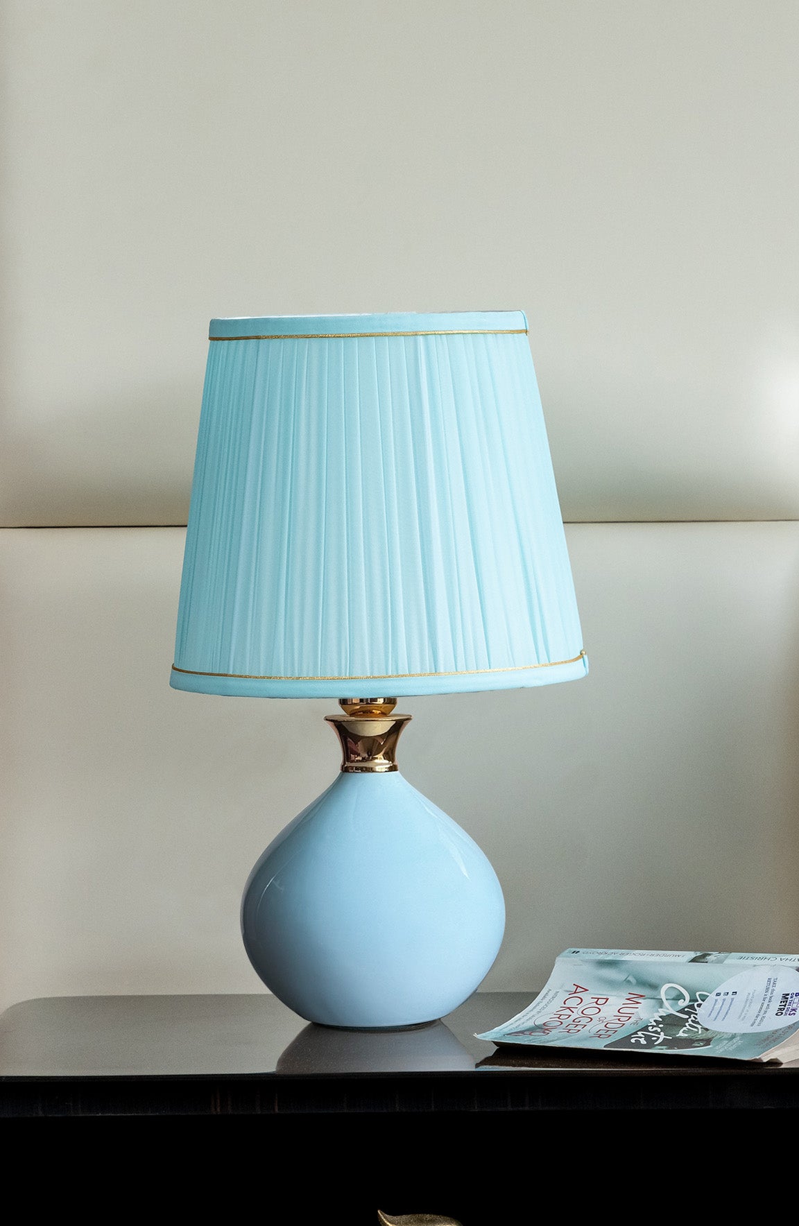 Mia Powder Blue Solid Ceramic Table Lamp