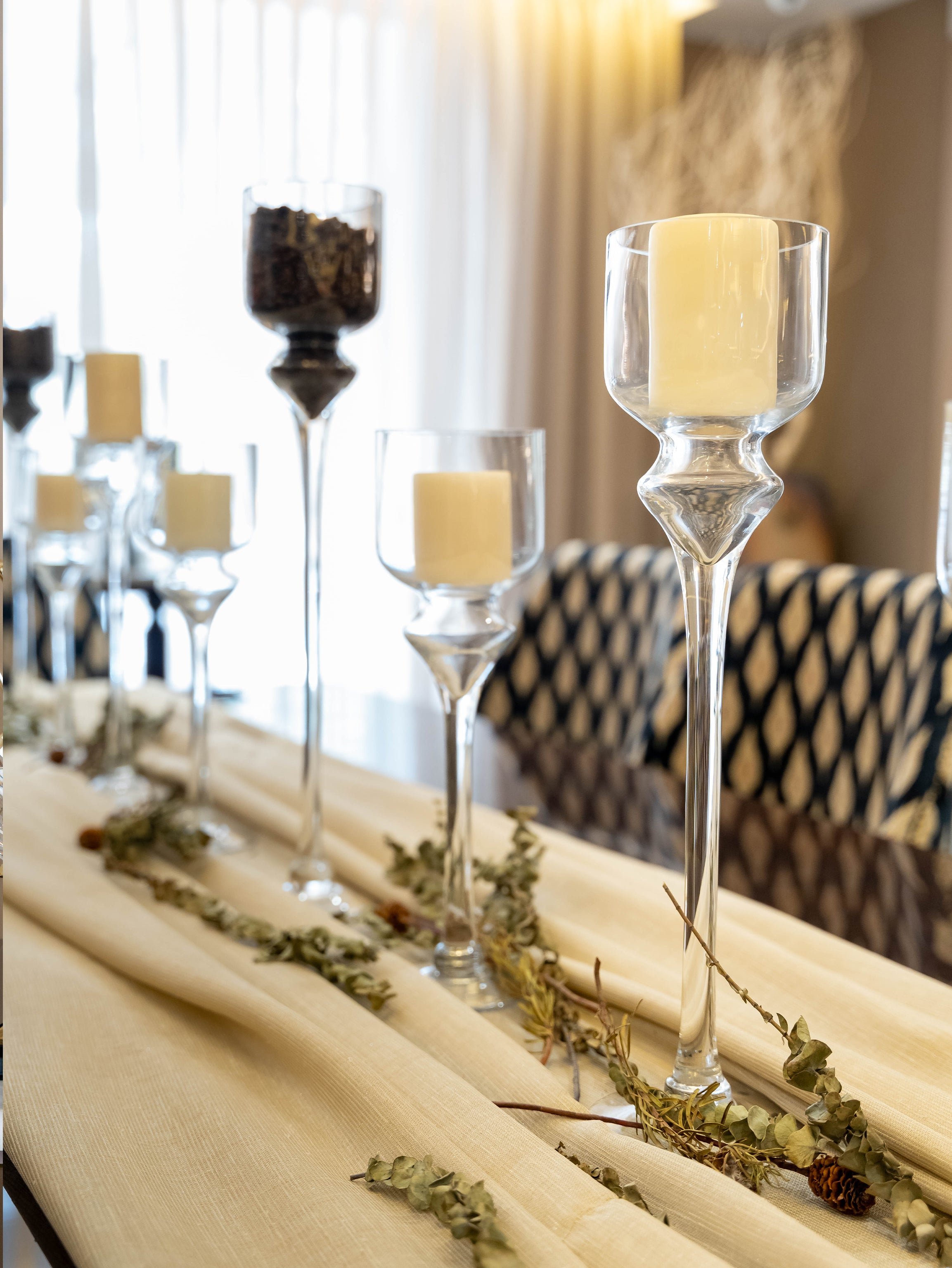 Celeste Clear Glass Candle Holder Set