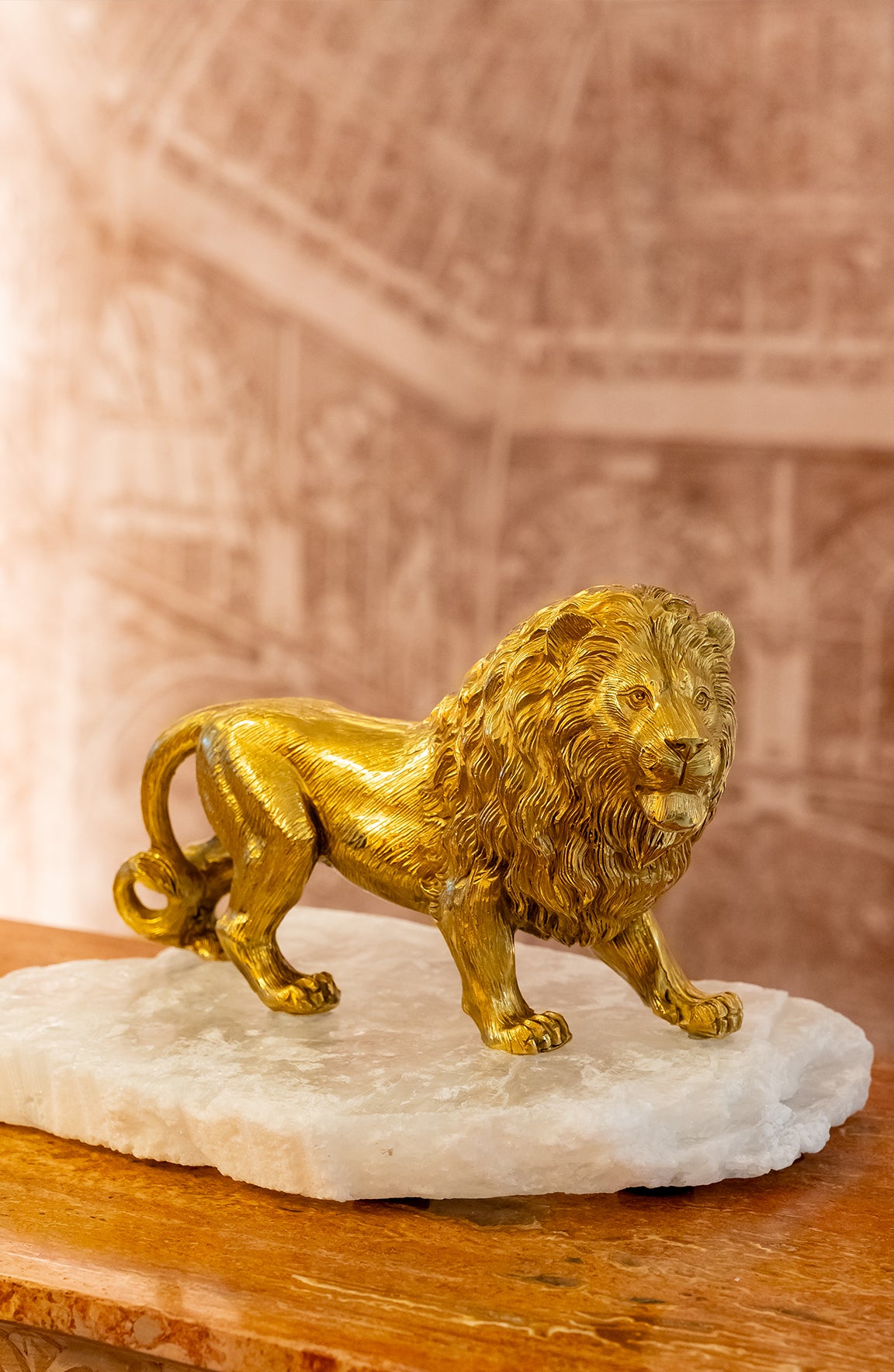 Mufasa Natural Stone+copper Animal Figurines Decor Object