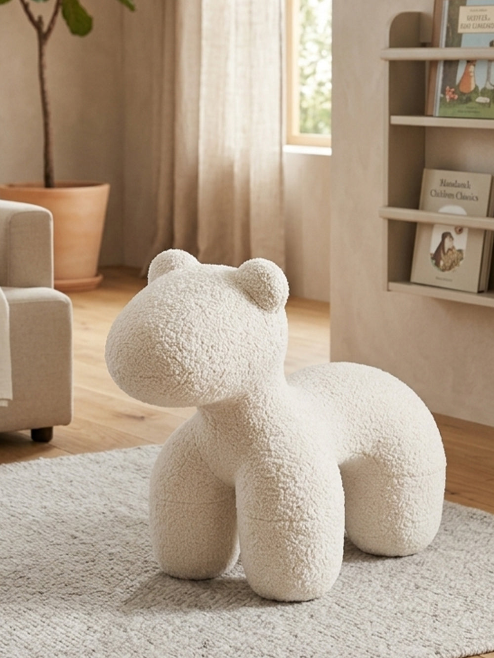 Élio Small Pony Boucle Stool - White