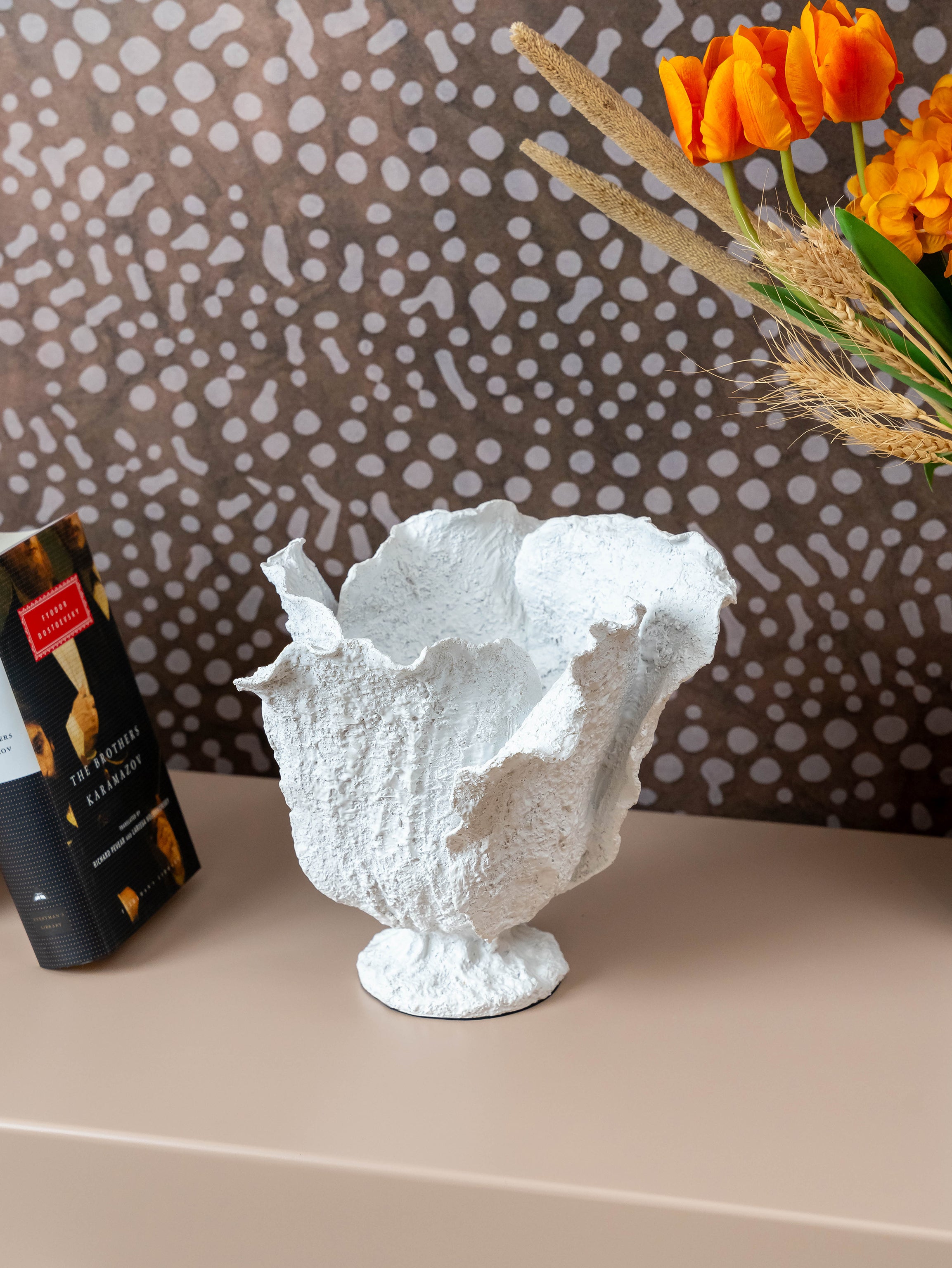 Frosted Coral Sculptural Vase