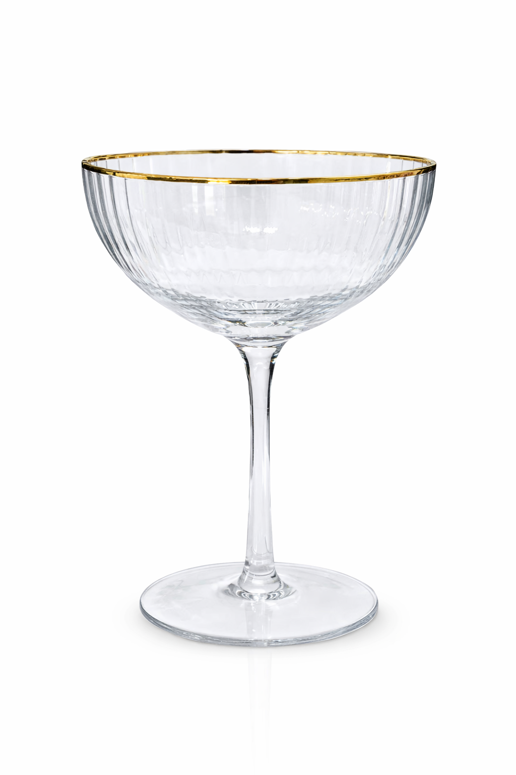 Duncan Coupe Gold Rim Clear Ribbed Drinking Glass
