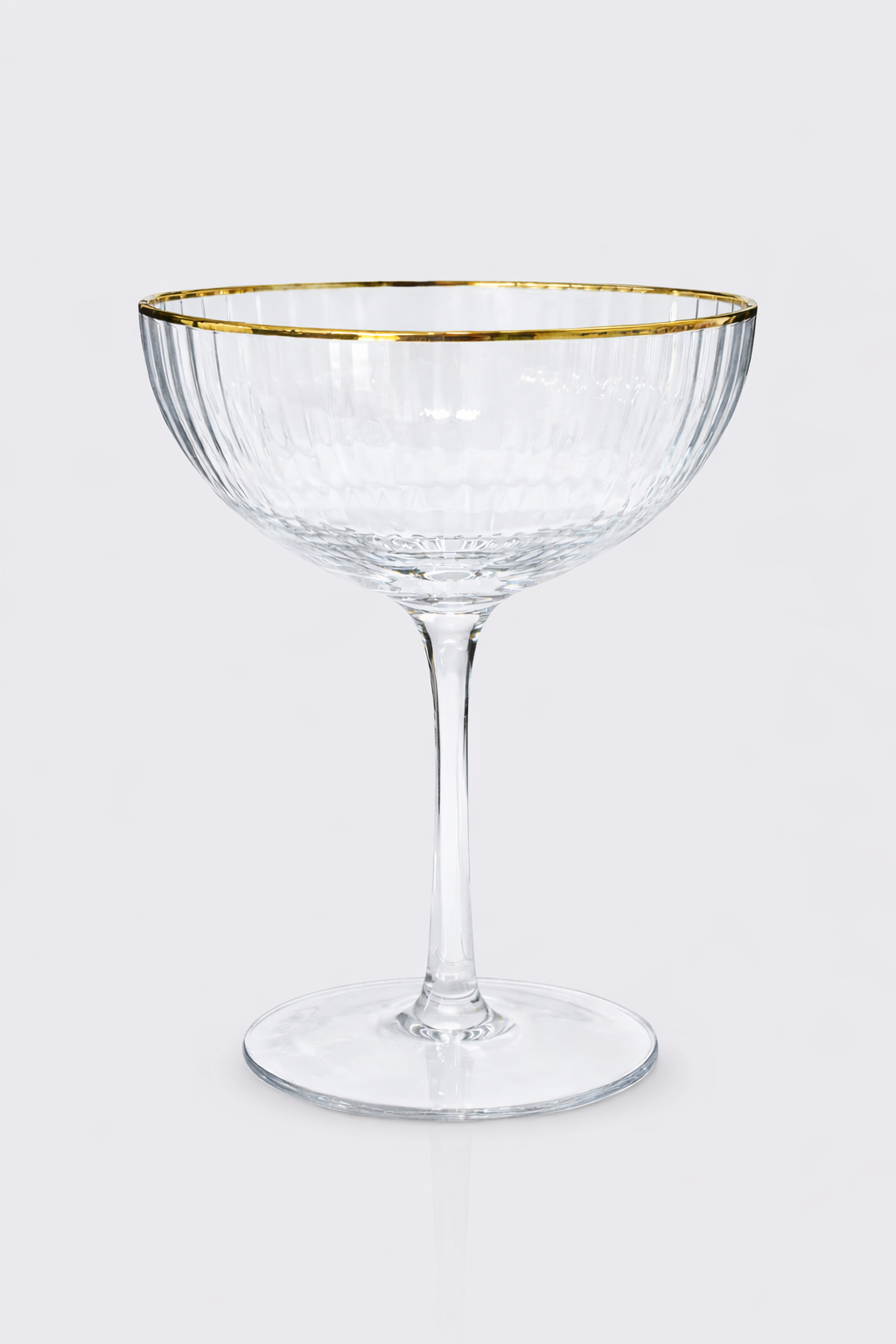 Duncan Coupe Gold Rim Clear Ribbed Drinking Glass