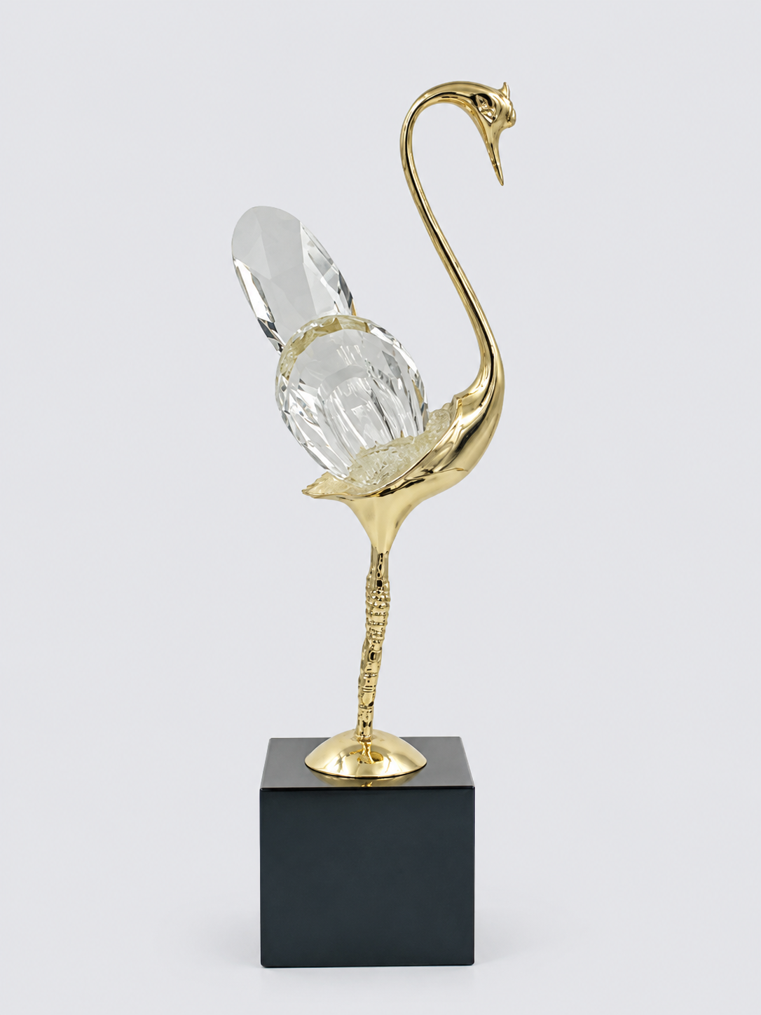 Schwan Pair Crystal Metal Merger Decor Object