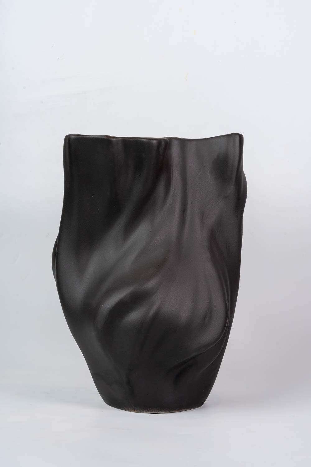 Ebon Drift Fluid Sculptural Ceramic Vase