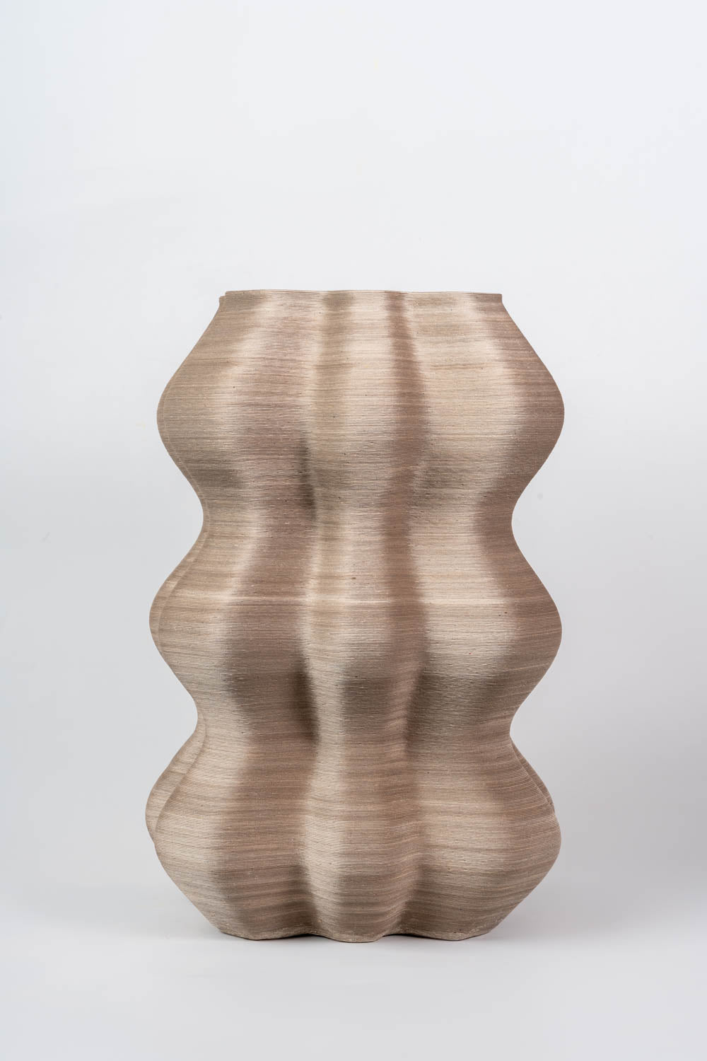 Rippled Taupe Sculptural Vase