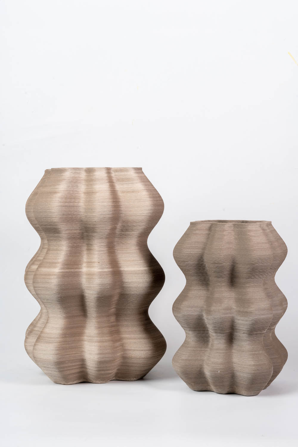 Rippled Taupe Sculptural Vase