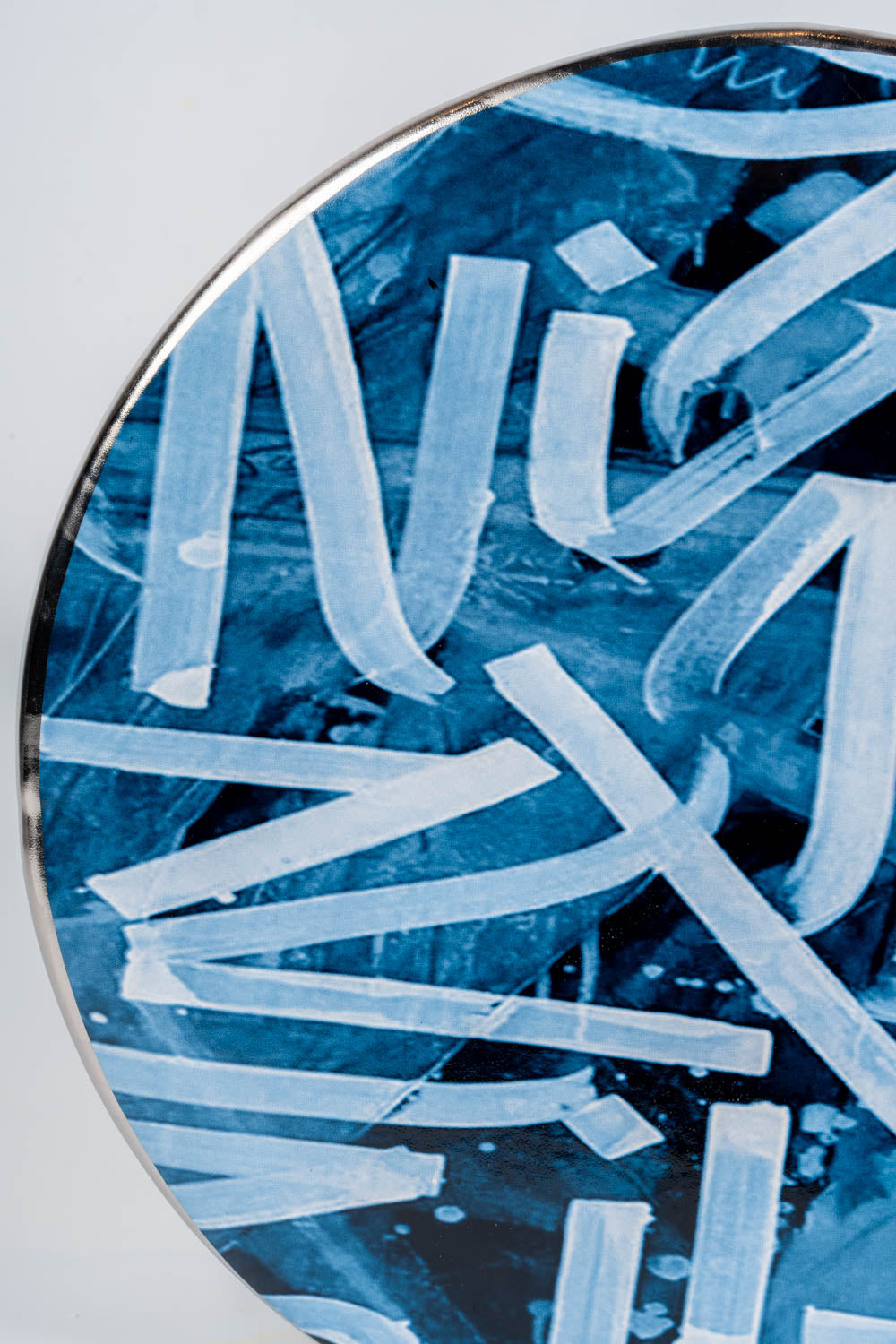 Azure Indigo Script Vase Round
