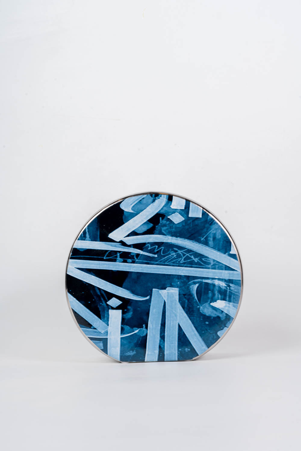 Azure Indigo Script Vase Round