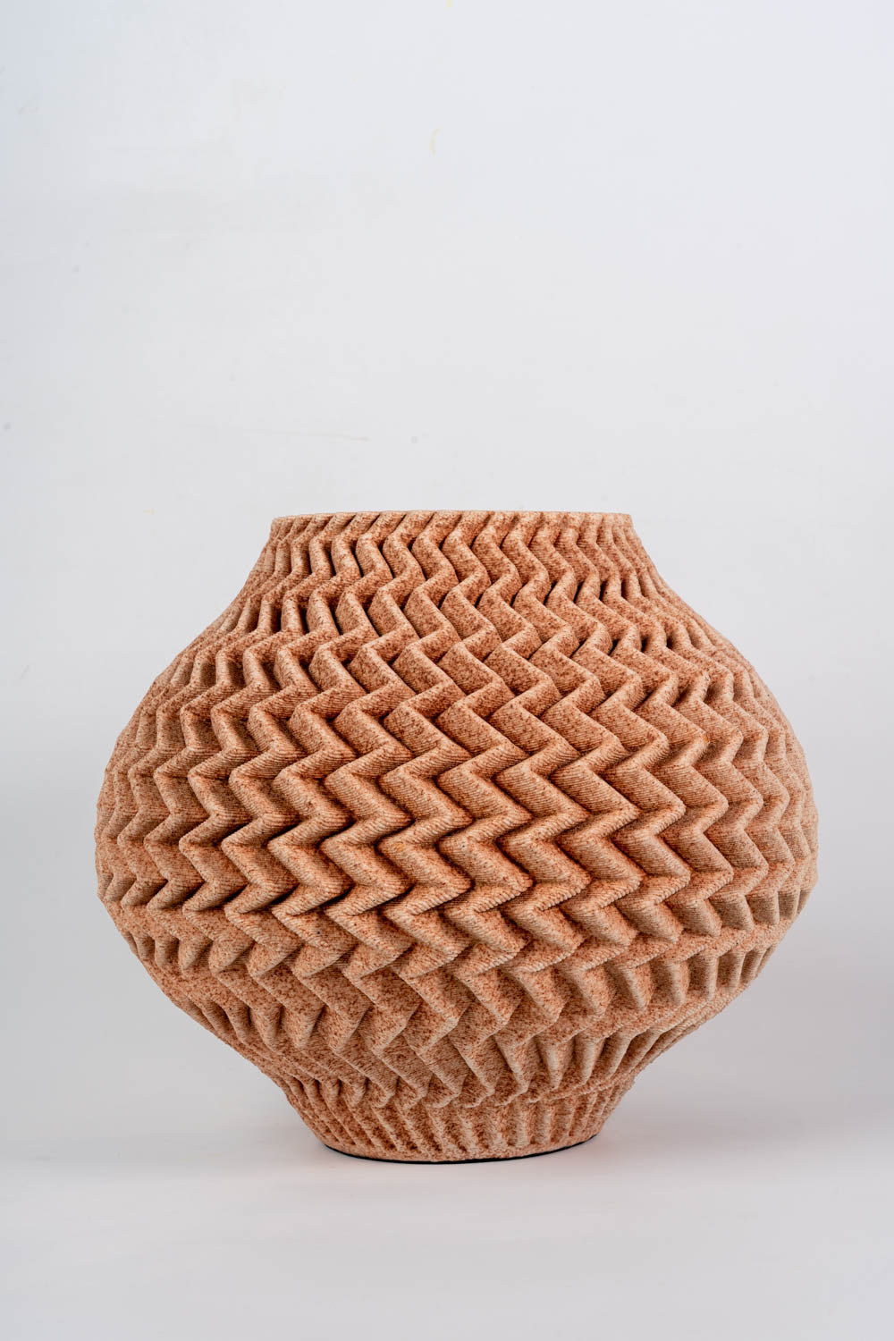 Terracotta Chevron Textured Sculptural Vase