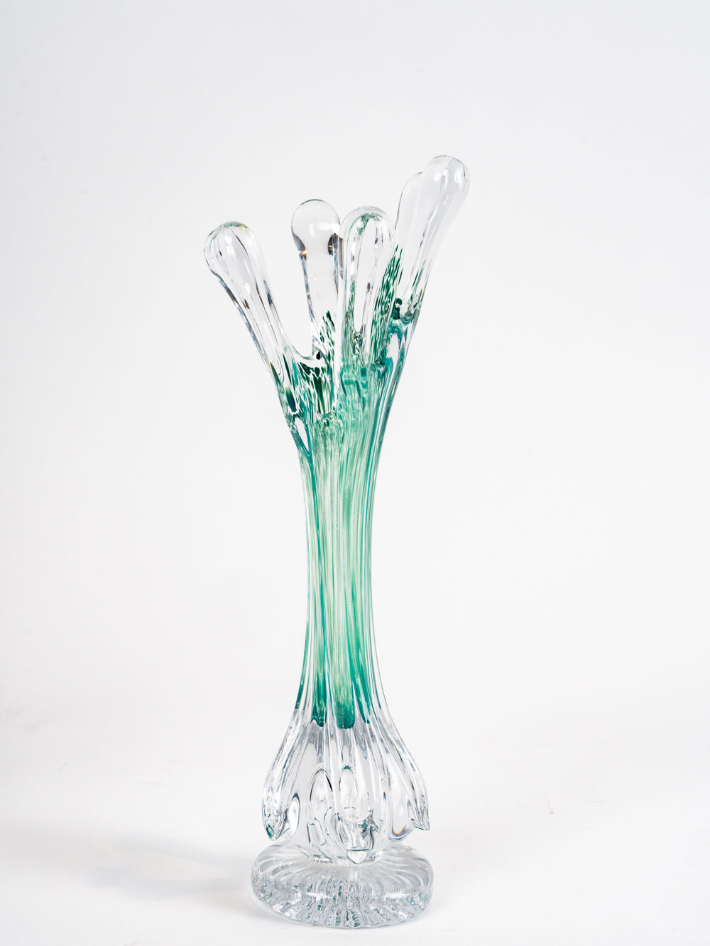 ROOT VASE LONG CLEAR AND GREEN VASE ART  DÉCOR OBJECT