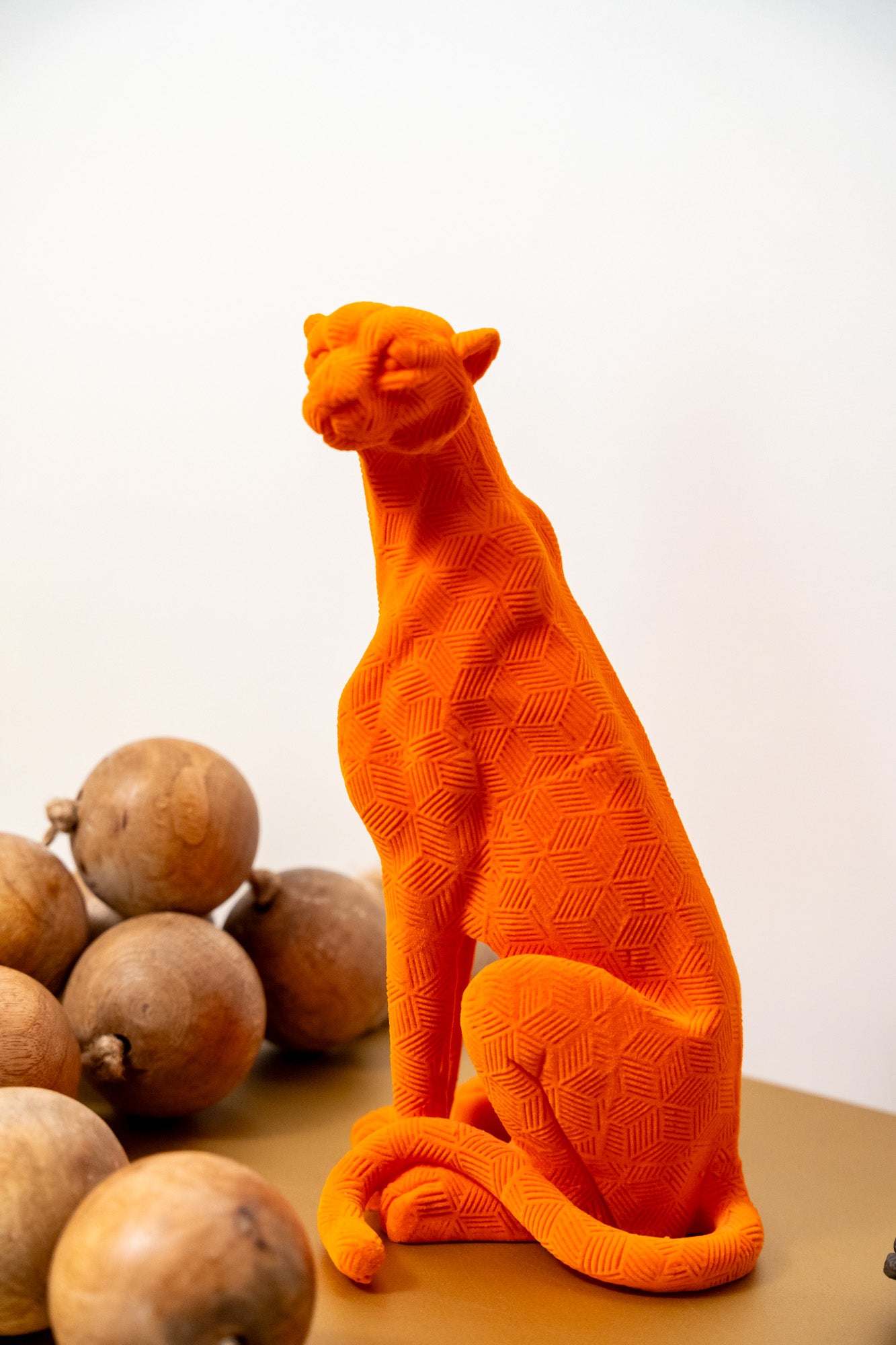 Leopard Play Resin Flocking Velvetine Figurines Decor Object