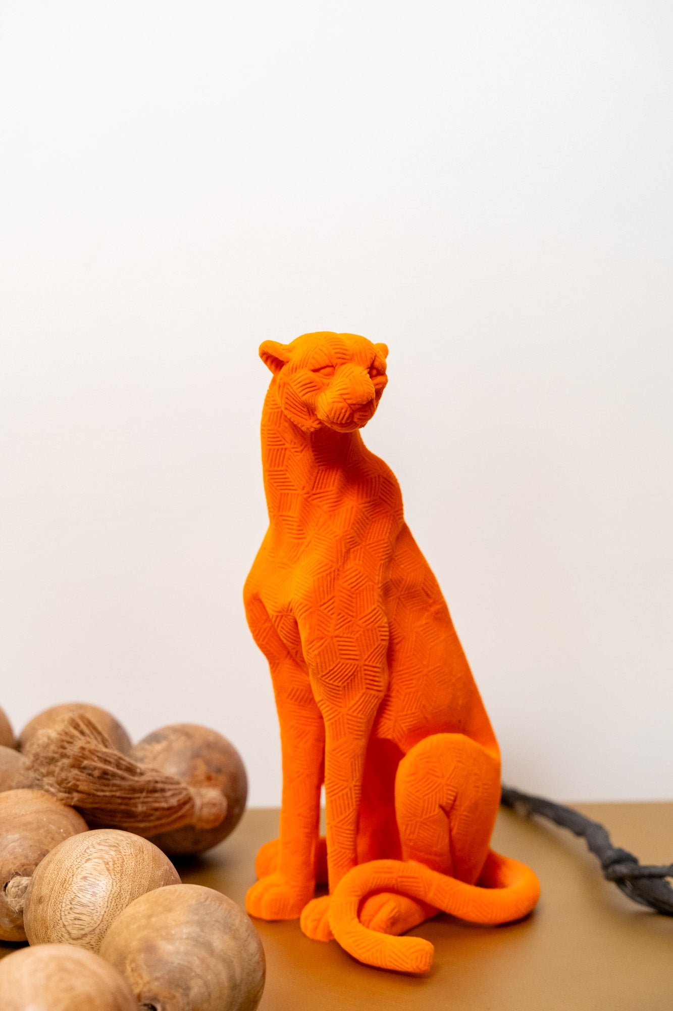 Leopard Play Resin Flocking Velvetine Figurines Decor Object