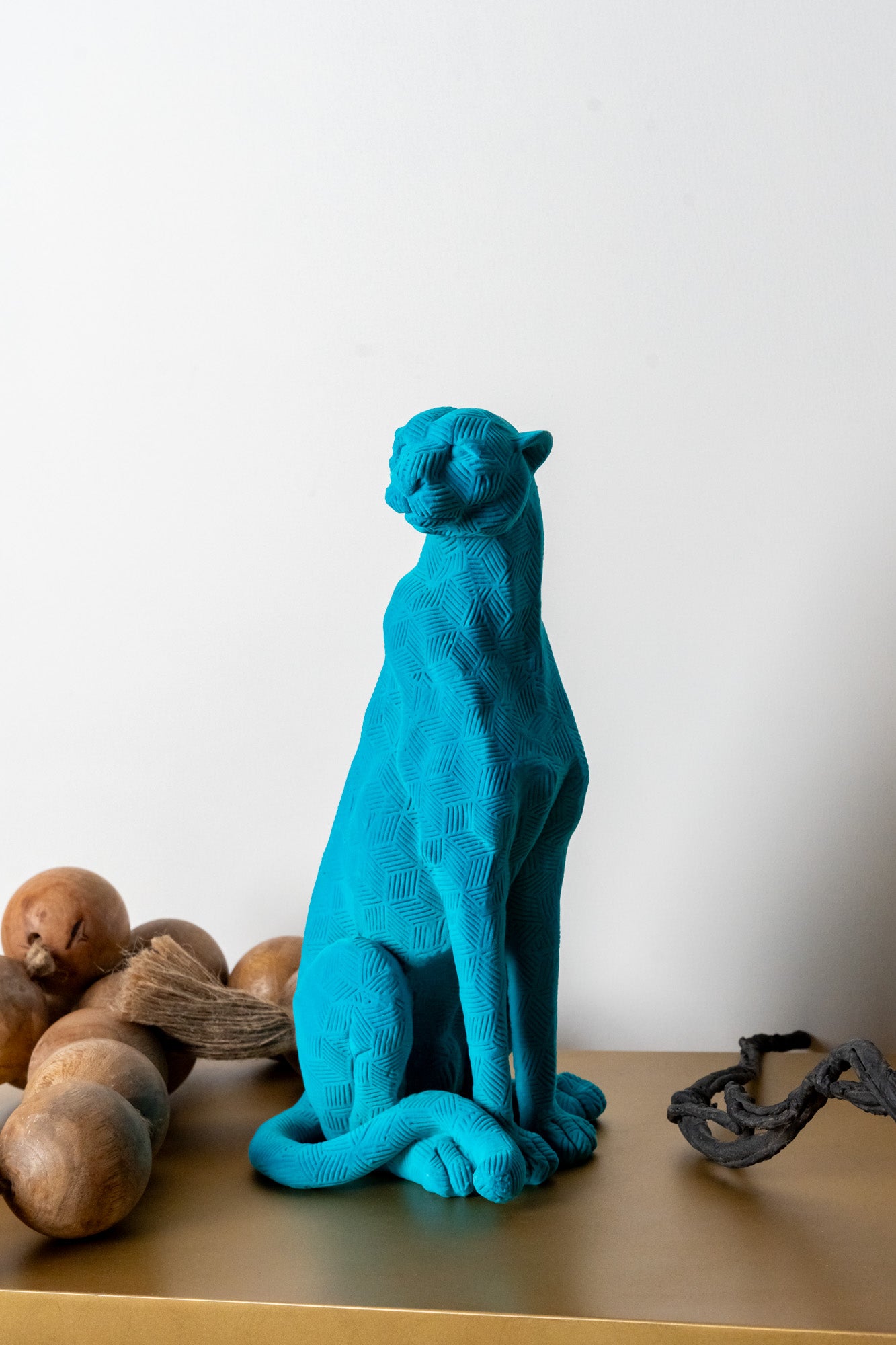 Leopard Play Resin Flocking Velvetine Figurines Decor Object