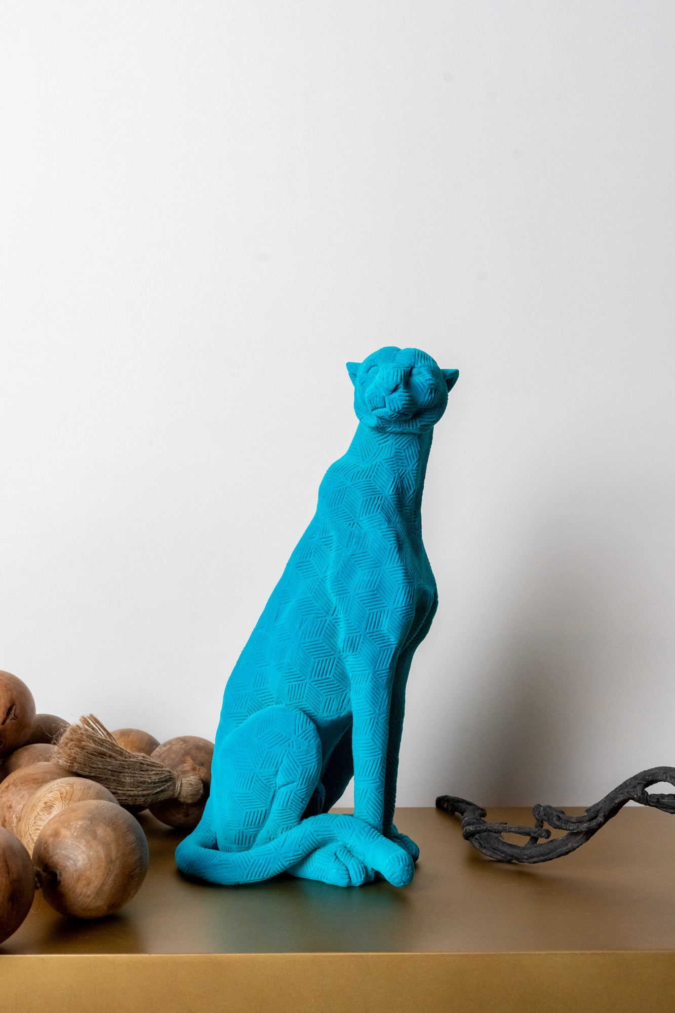 Leopard Play Resin Flocking Velvetine Figurines Decor Object