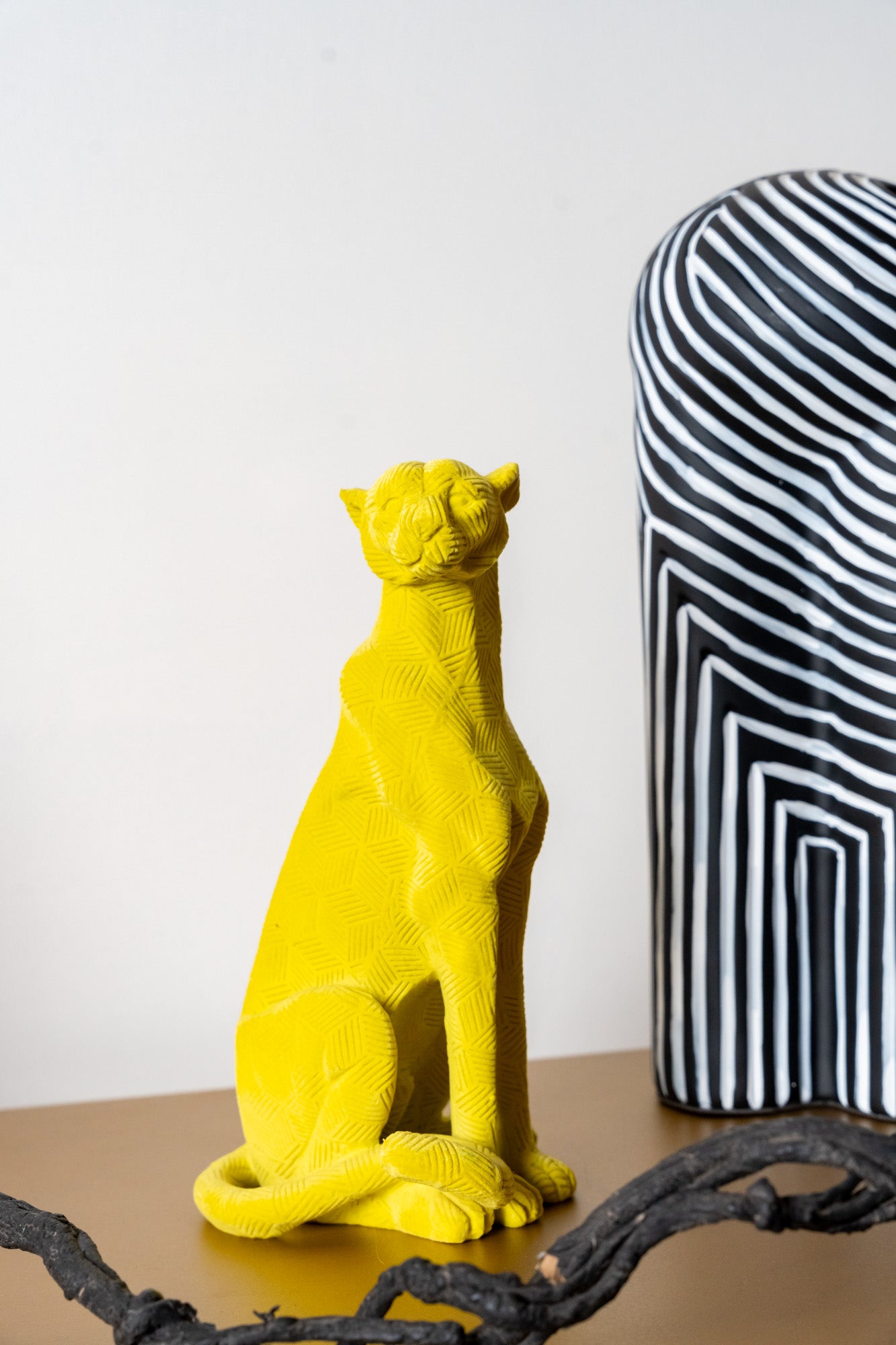 Leopard Play Resin Flocking Velvetine Figurines Decor Object