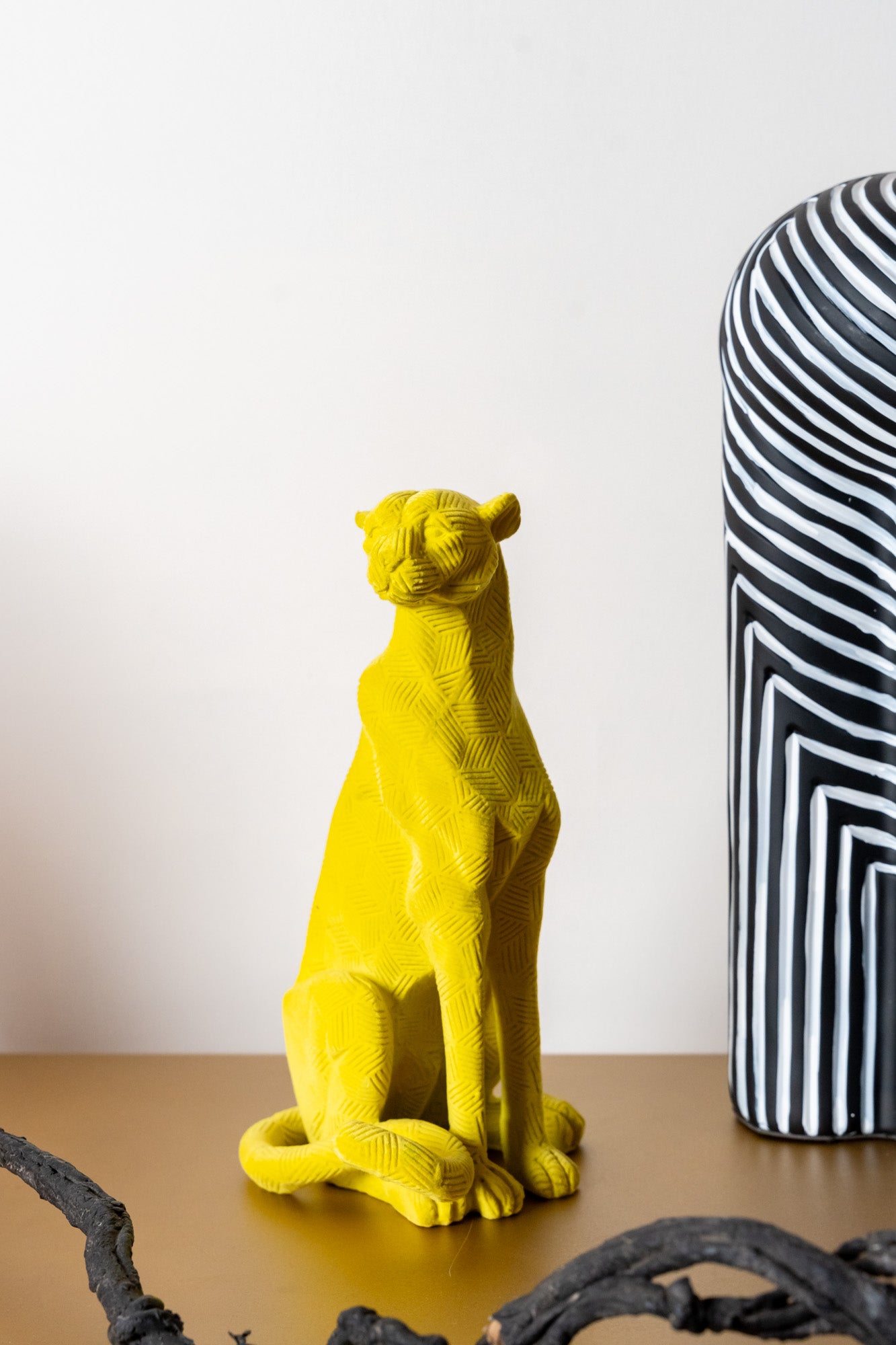 Leopard Play Resin Flocking Velvetine Figurines Decor Object