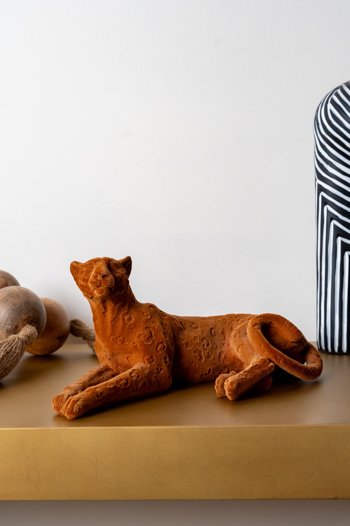 Leopard Rest Resin Flocking Velvetine Figurines Decor Object