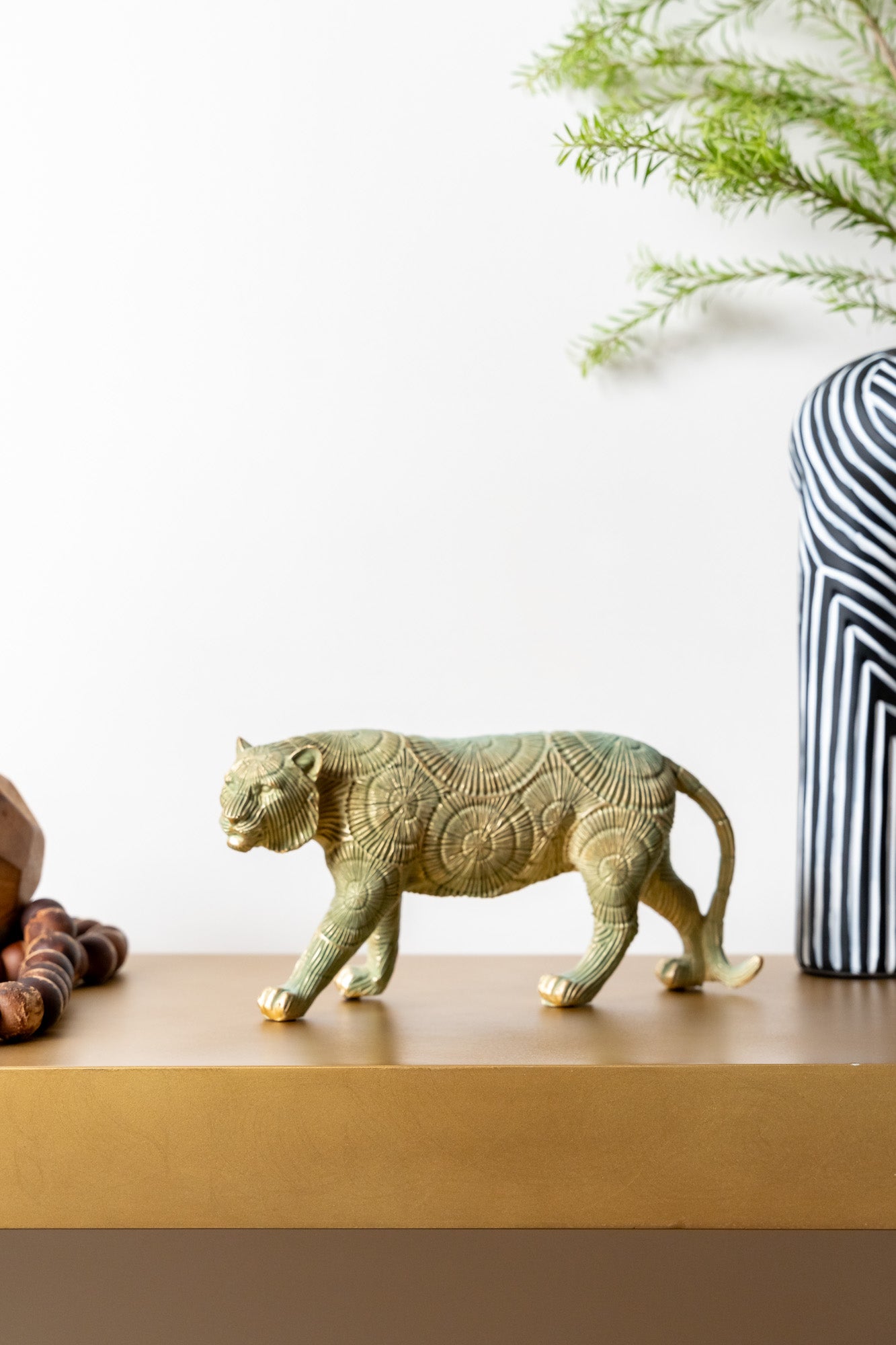 Tiger Resin Flocking Animal Figurines Decor Object