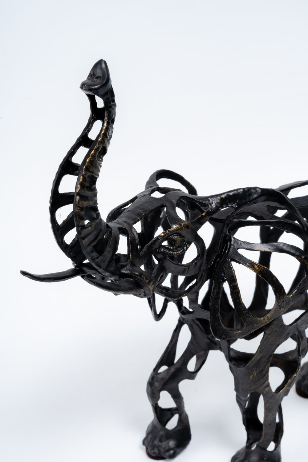 Elano Abstract Metal Elephant Sculpture