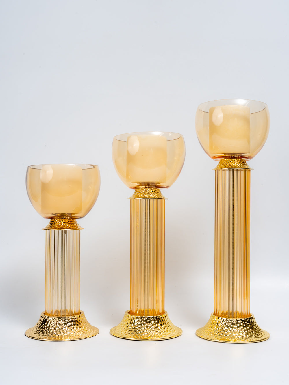 Aurora Gold Column Candle Holder Set