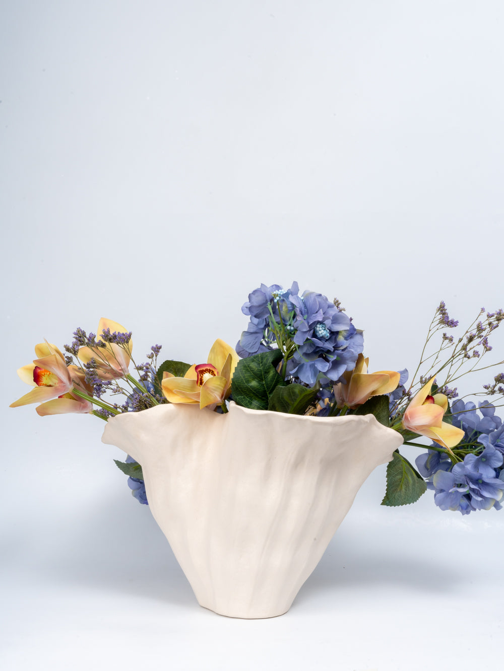 Waved Whisper Ivory Ceramic Vase