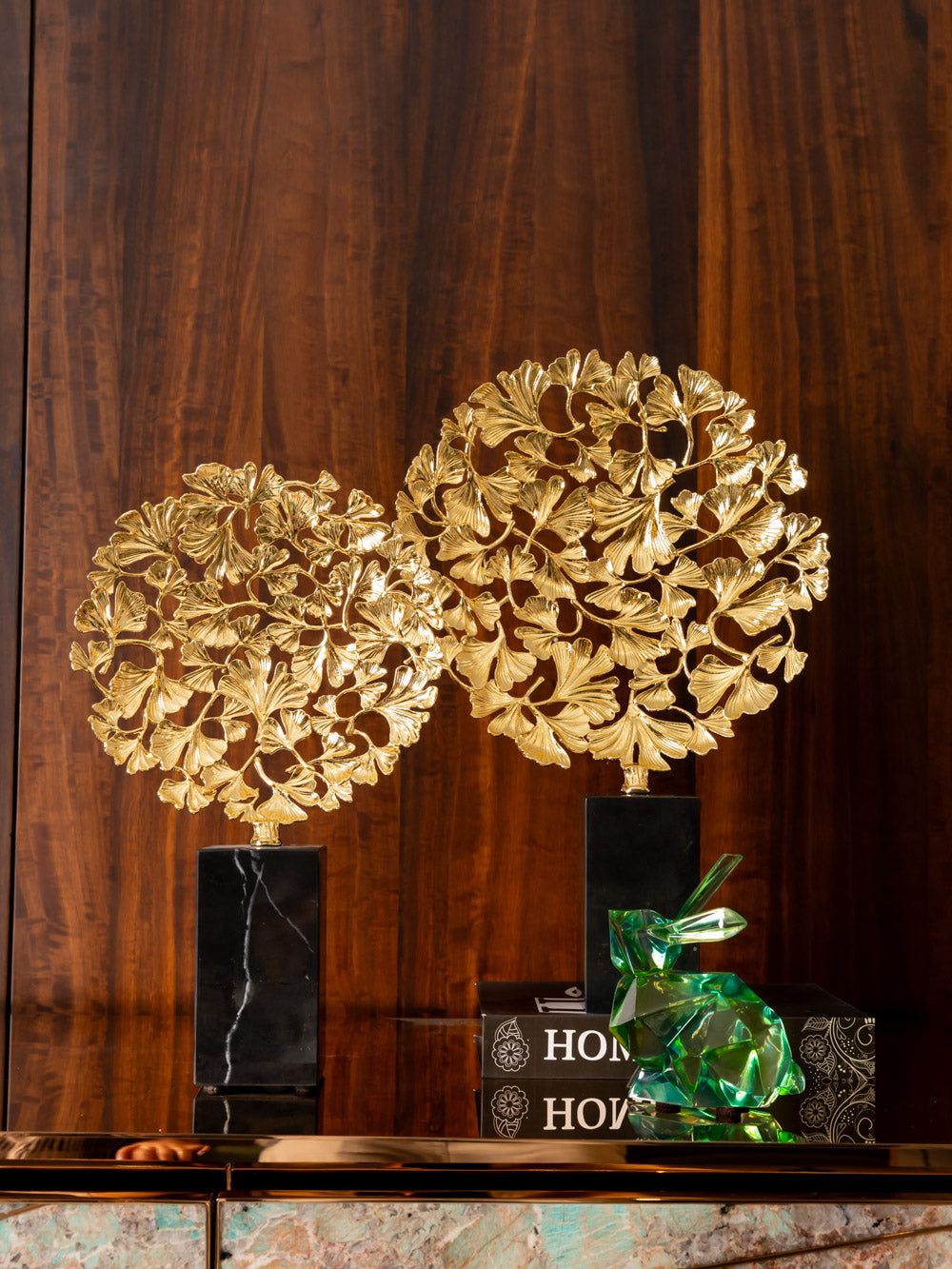 Luxe Golden Ginko Leaf Art Sculpture Tall (Single)