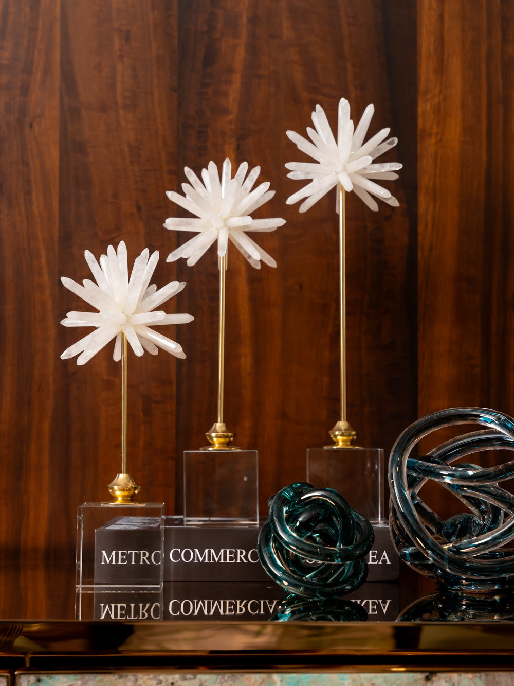 Celesta Trio White Crystal Sculptures