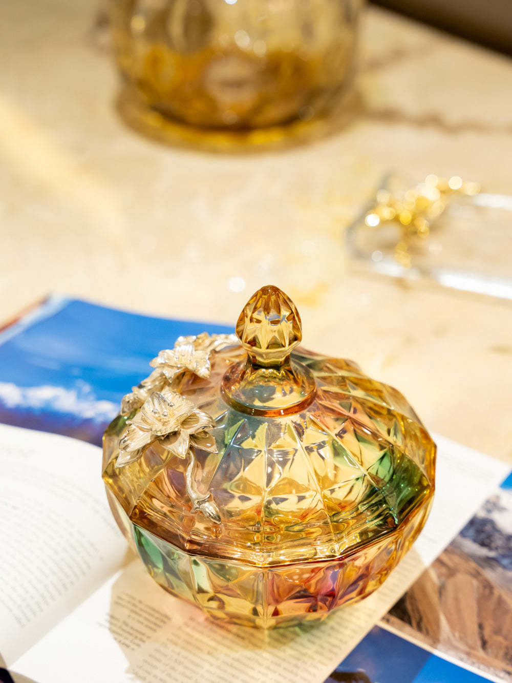 Romane Multi Gold Bowl With Lid
