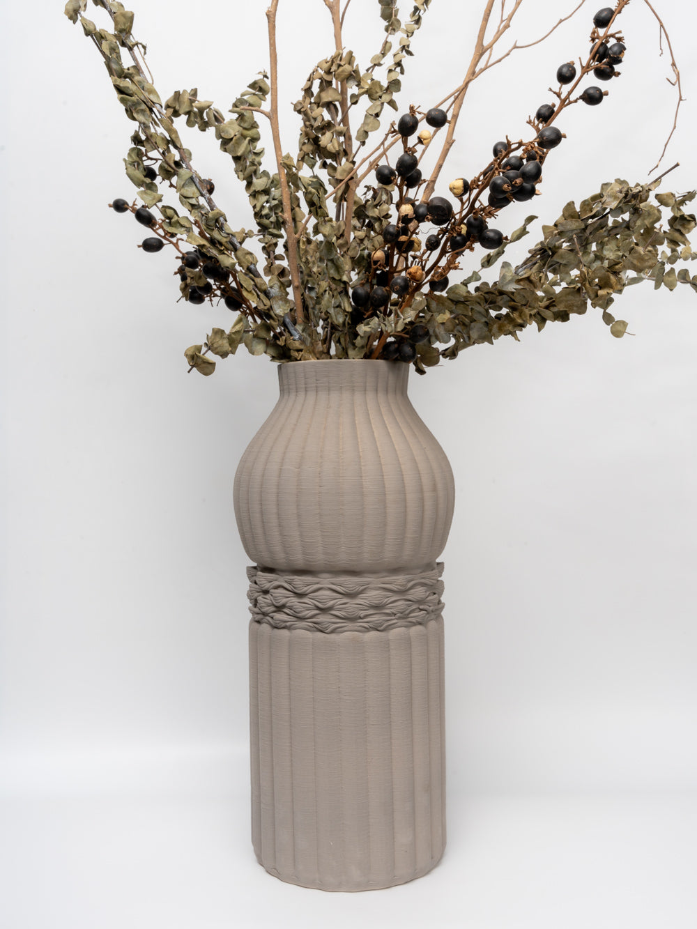 Coco Pod Tall Grey Ceramic Vase