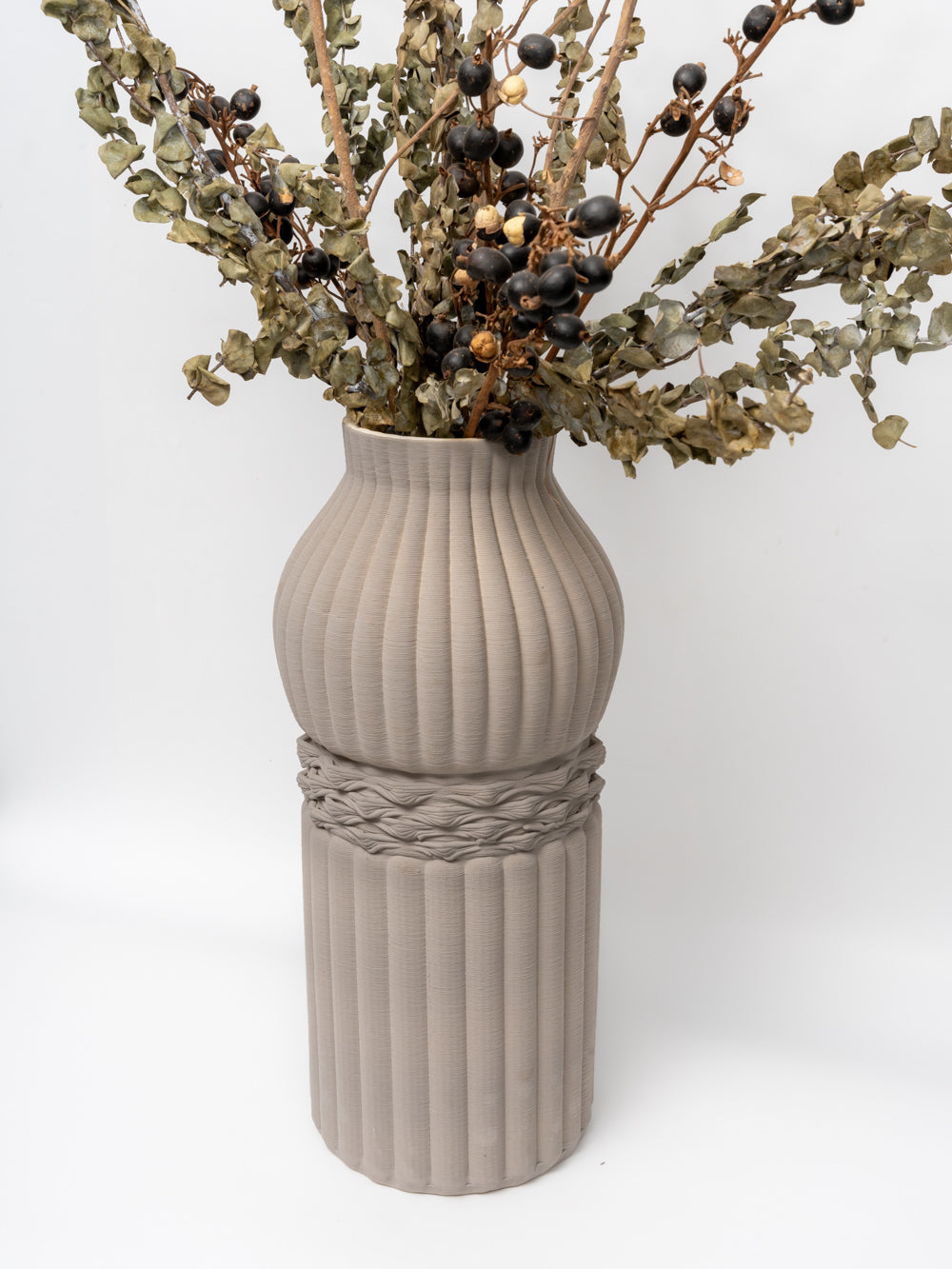 Coco Pod Tall Grey Ceramic Vase