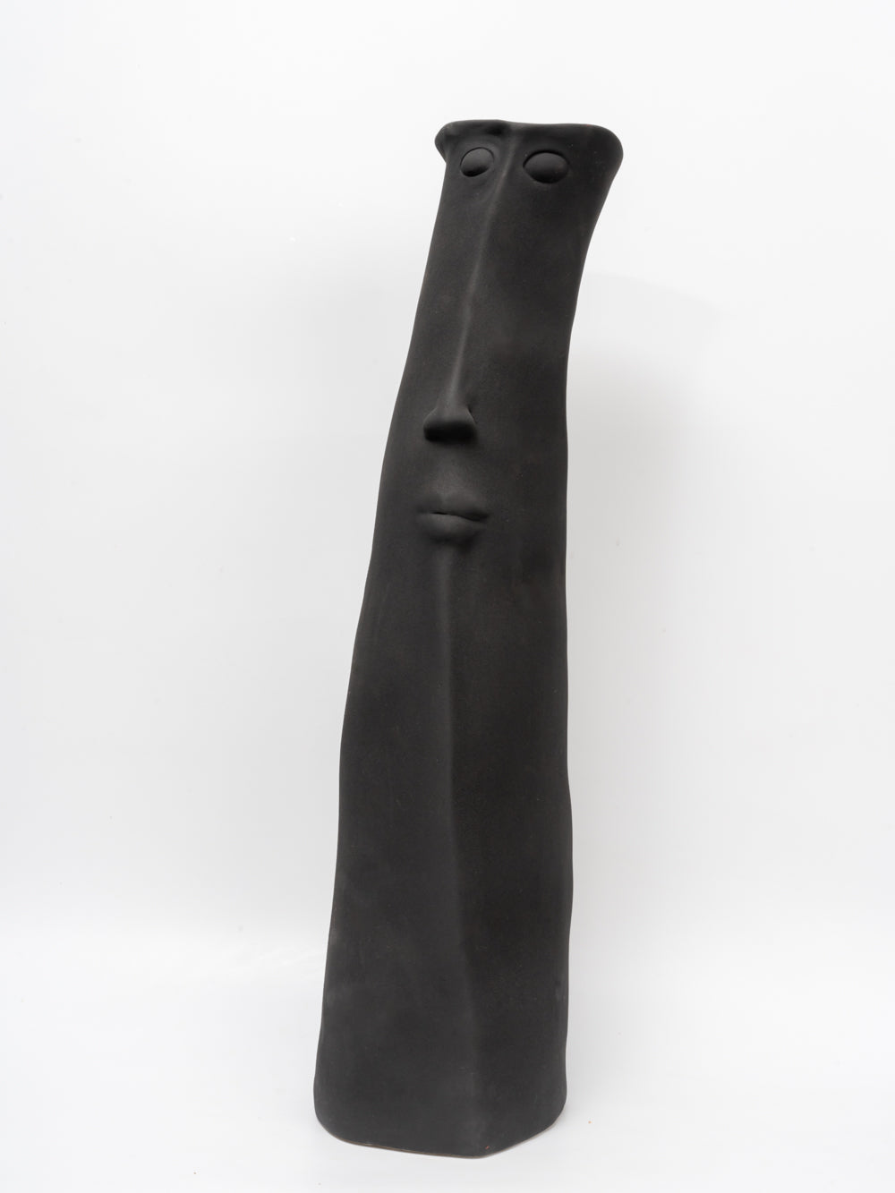 Noir Sentinel Abstract Face Vase