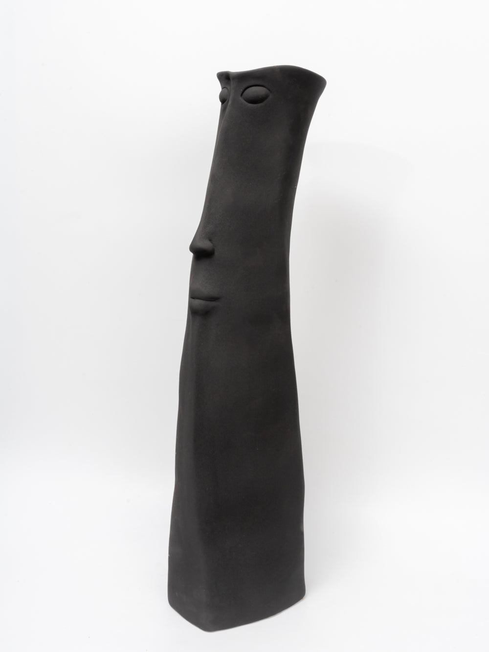 Noir Sentinel Abstract Face Vase