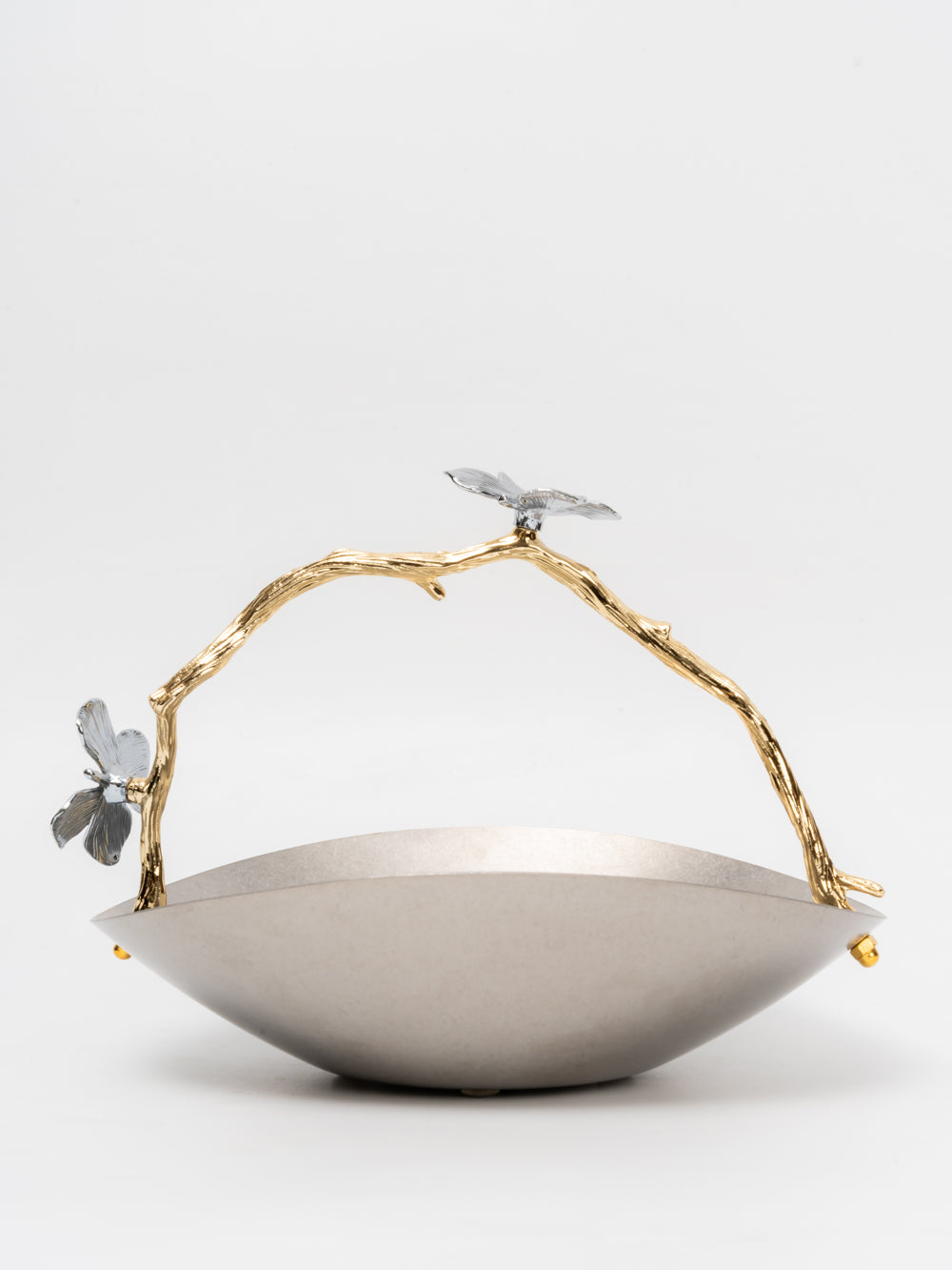 Enchanted Meadow Metal Bowl with Floral Branch Handle