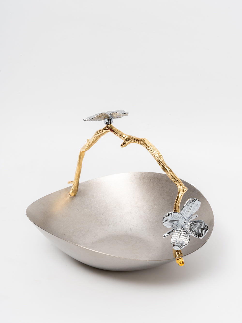 Enchanted Meadow Metal Bowl with Floral Branch Handle