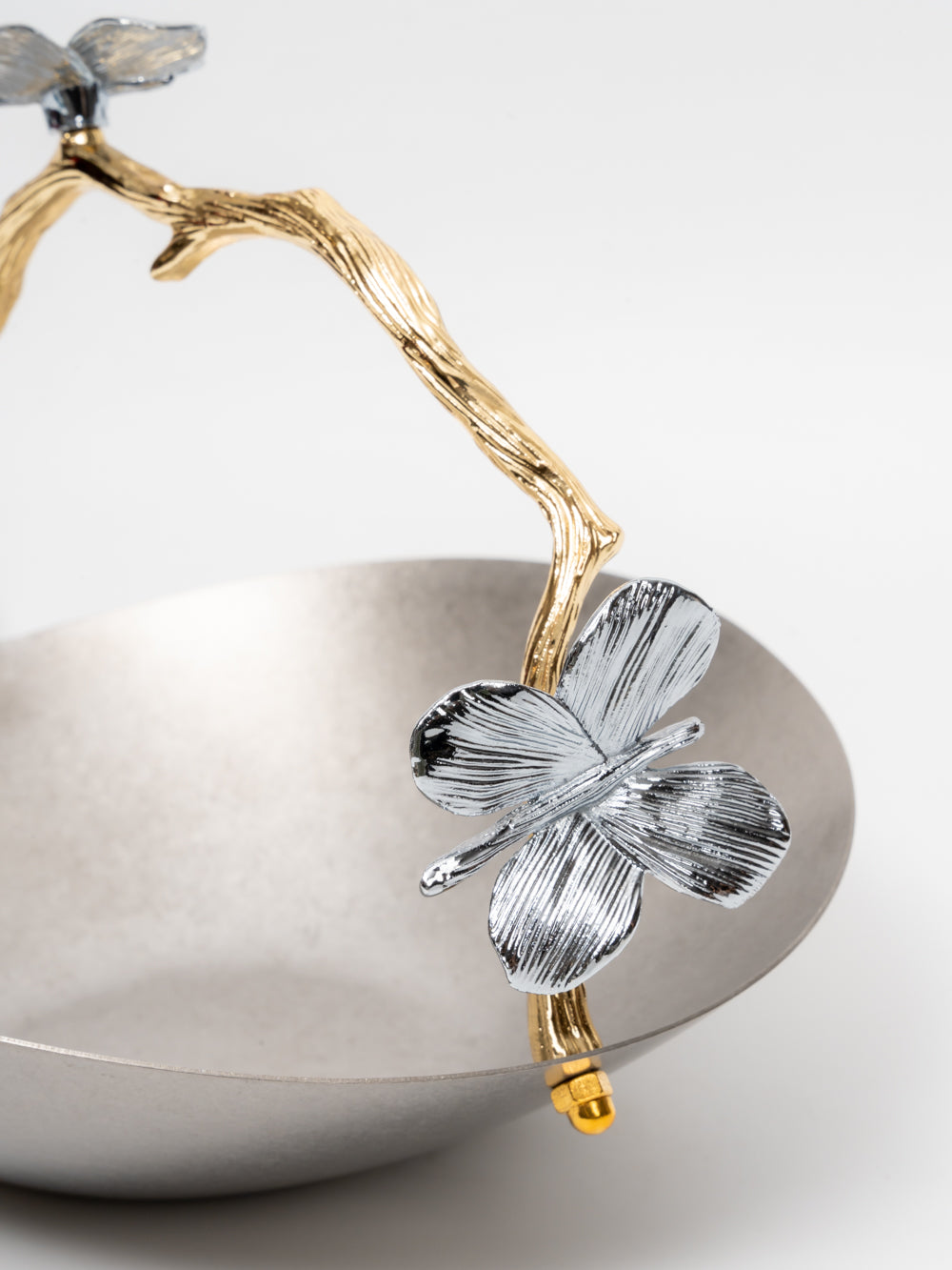 Enchanted Meadow Metal Bowl with Floral Branch Handle