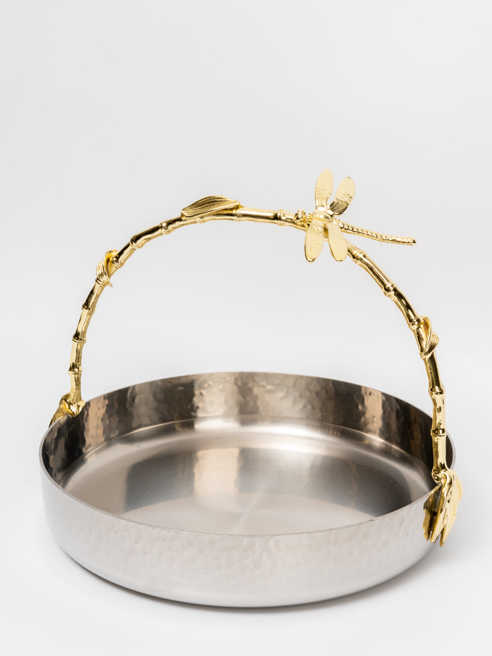 Golden Bamboo Dragonfly Handle Hammered Bowl