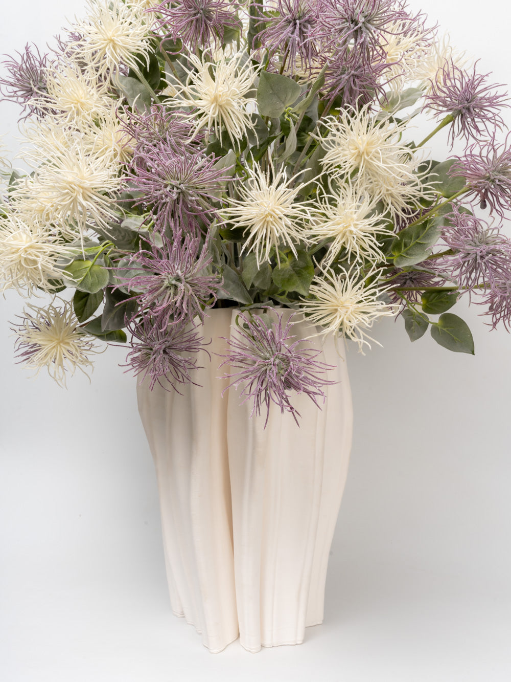 Ivory Drape Pleated Ceramic Vase