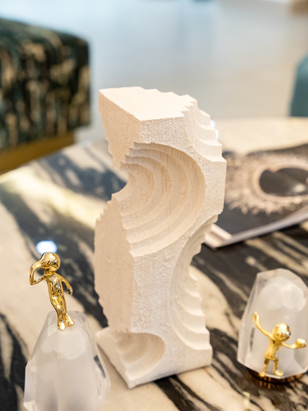 Luxe White Crest Abstract Sculpture