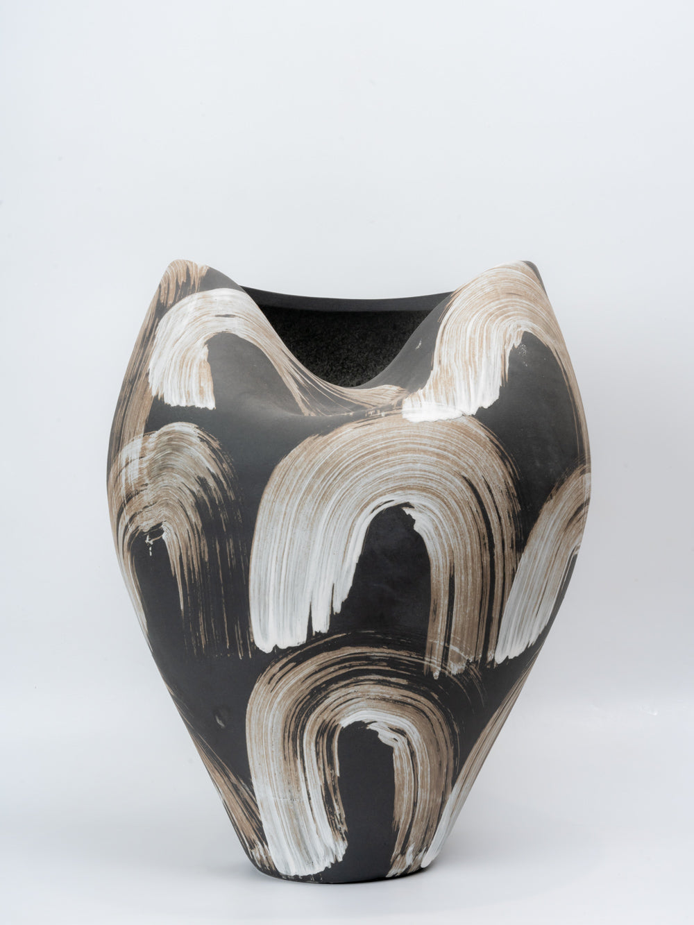 Monochrome Brush Arc Ceramic Vase Big