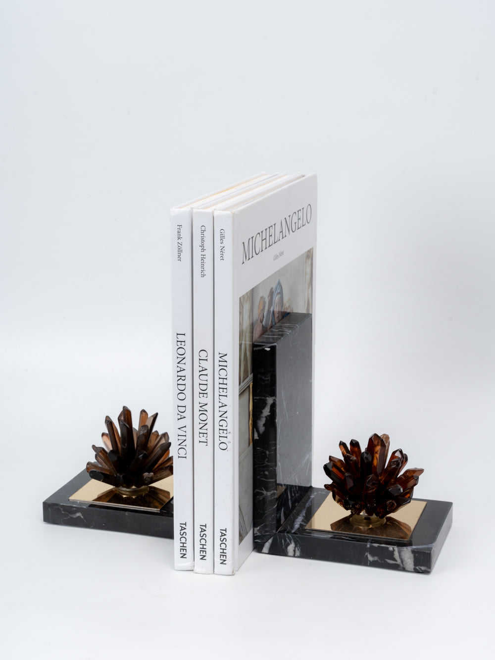 Luxe Crystal Crest Marble Bookends
