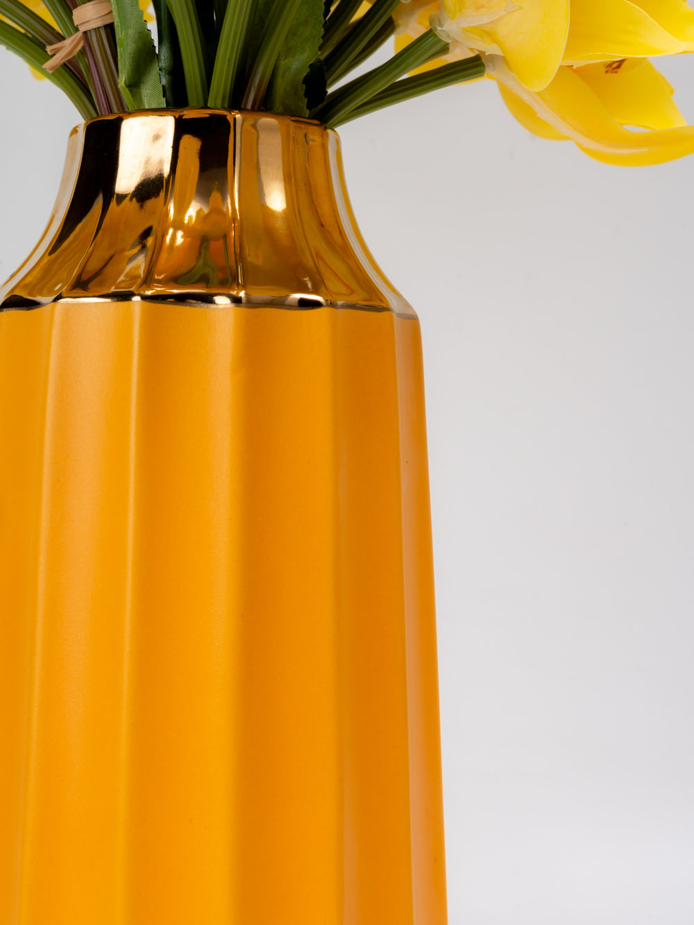 Amber Luxe Glazed Ceramic Vase