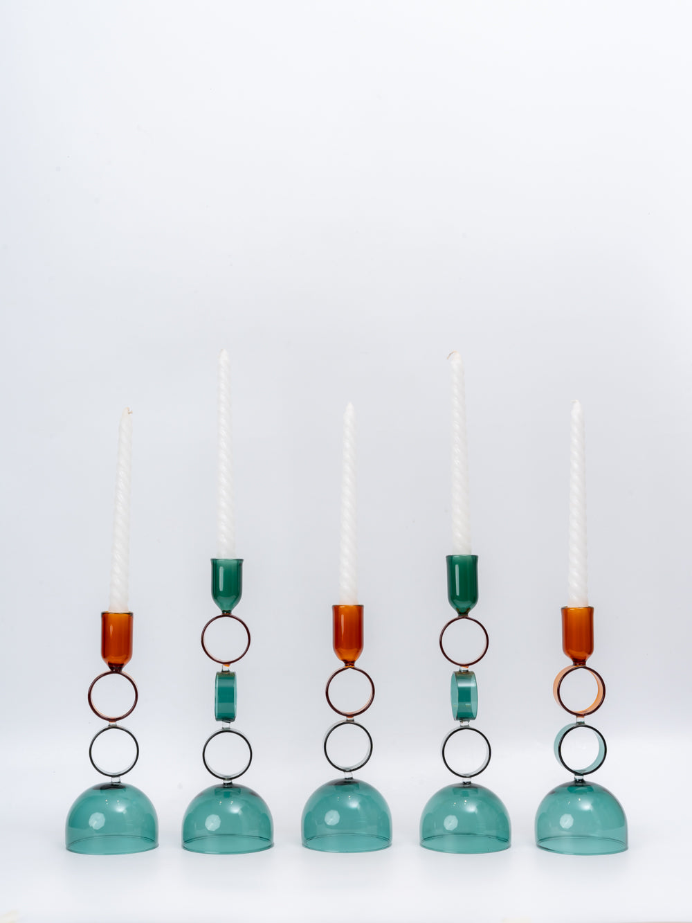 Prism Play Glass Taper Candle Holders