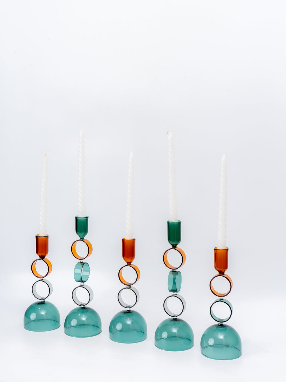 Prism Play Glass Taper Candle Holders