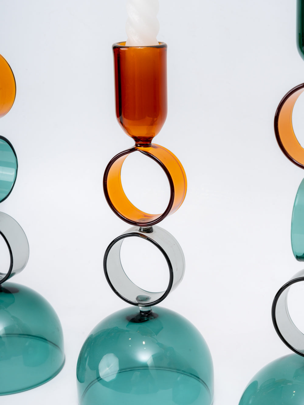 Prism Play Glass Taper Candle Holders