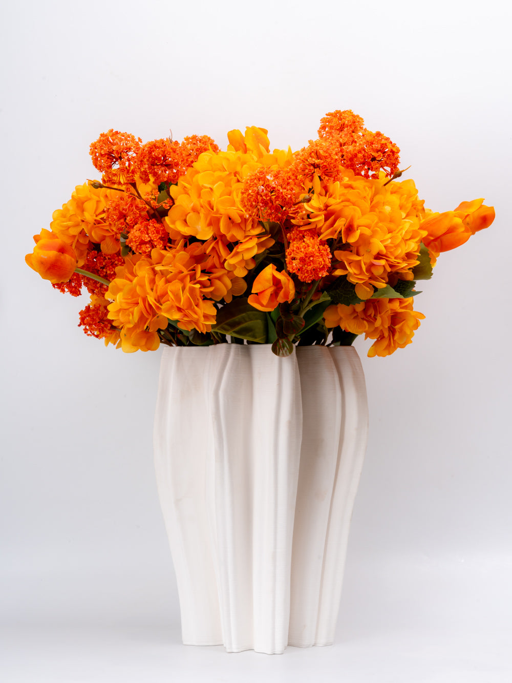 Ivory Cascade Fold Ceramic Vase