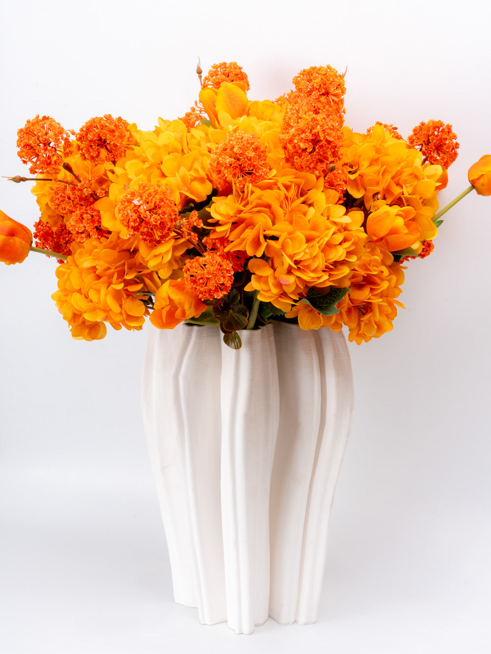 Ivory Cascade Fold Ceramic Vase