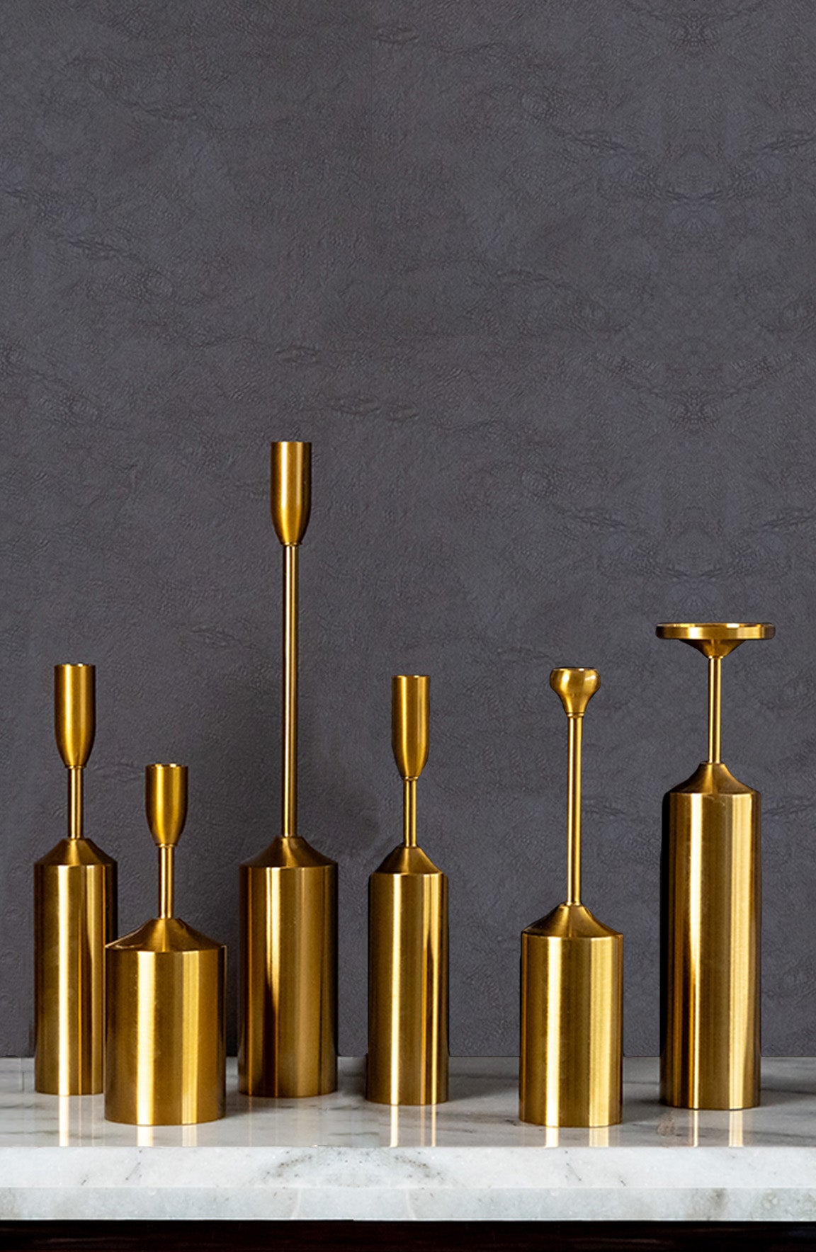 Lumi Set Of 6 Gold Metal Candle Holders